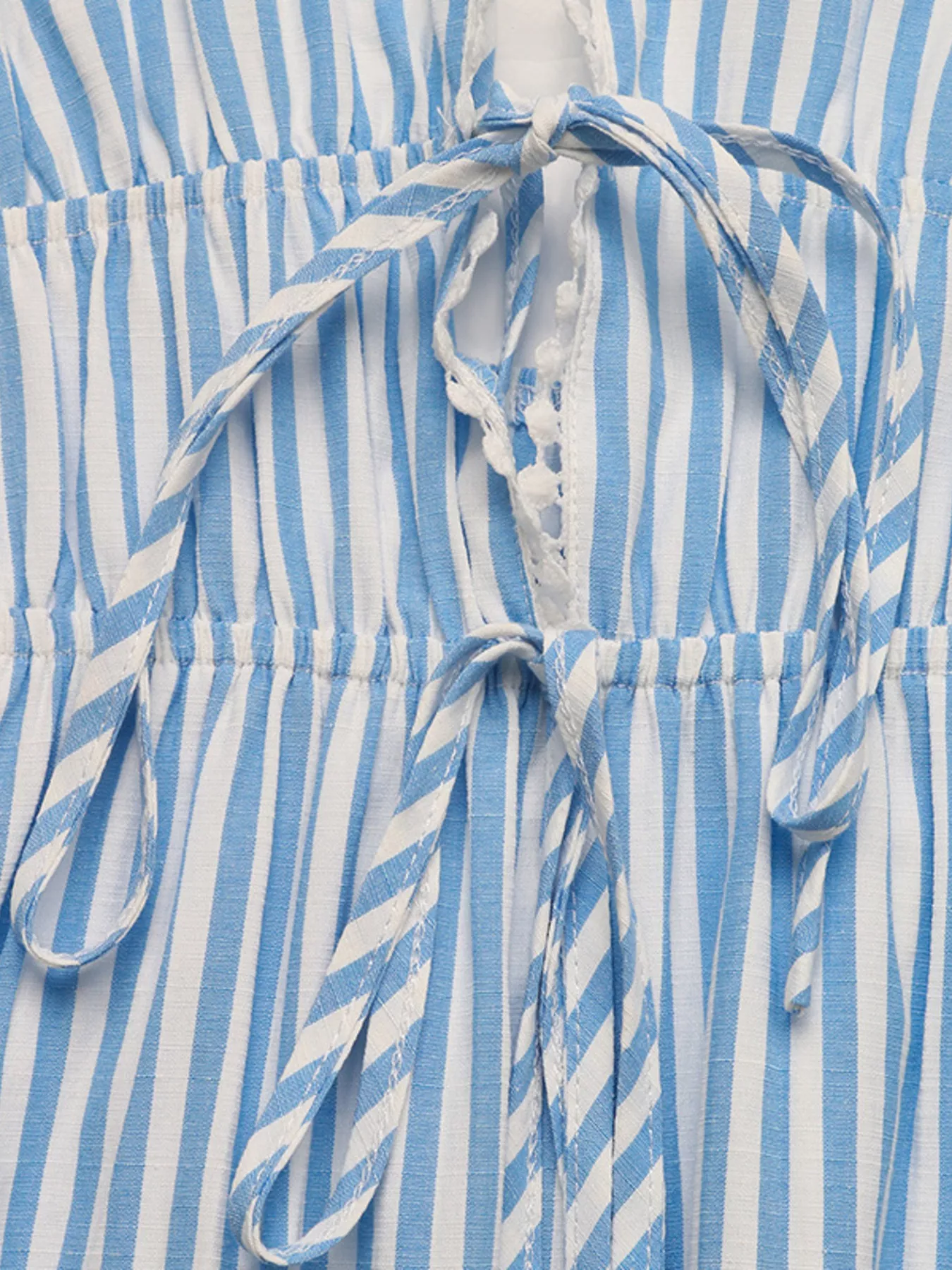 Striped Pom-Pom Trim Tie Front Sleeveless Mini Dress - Image 9