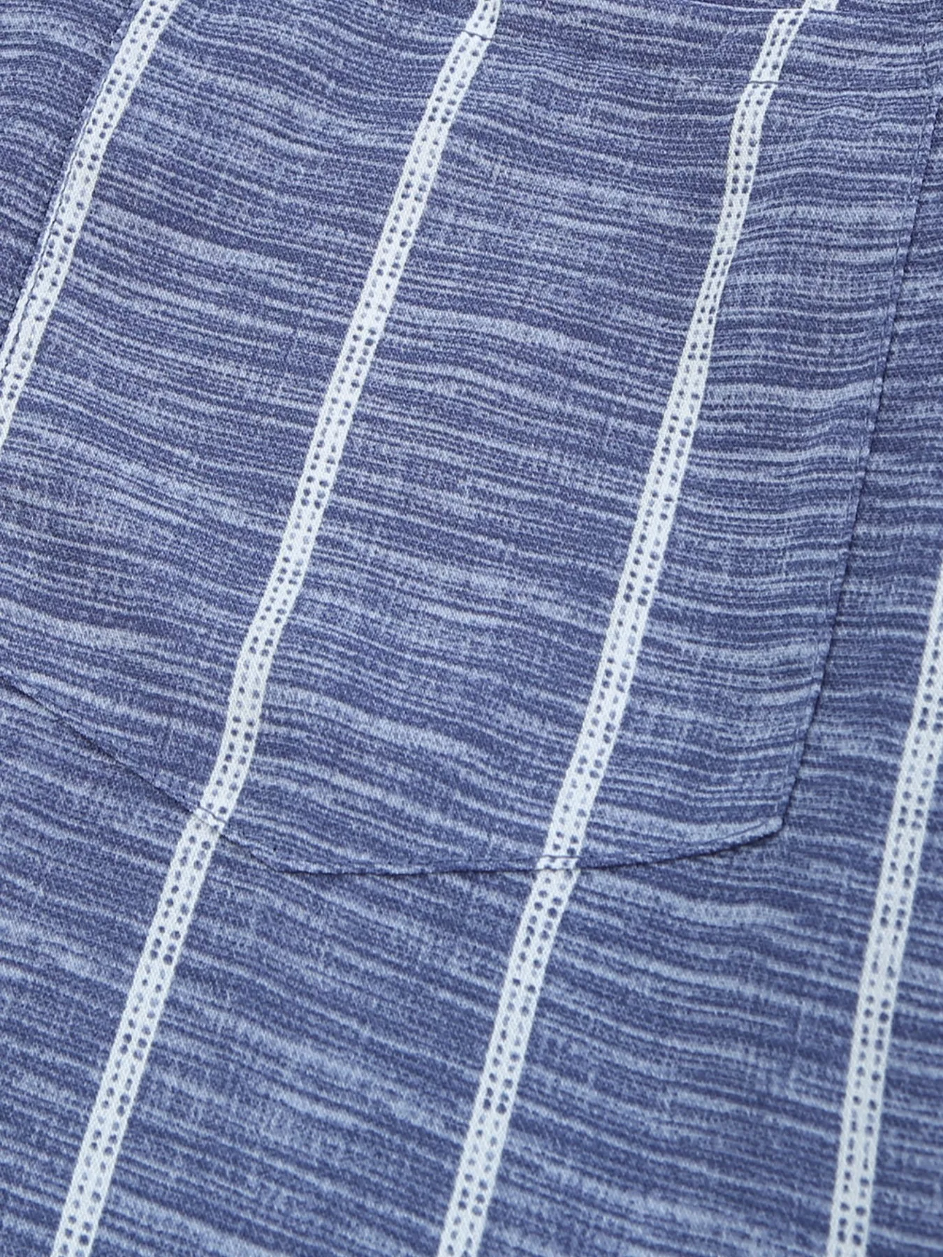 Striped Print V Neck Half Buttons Loose Blouse - Image 11