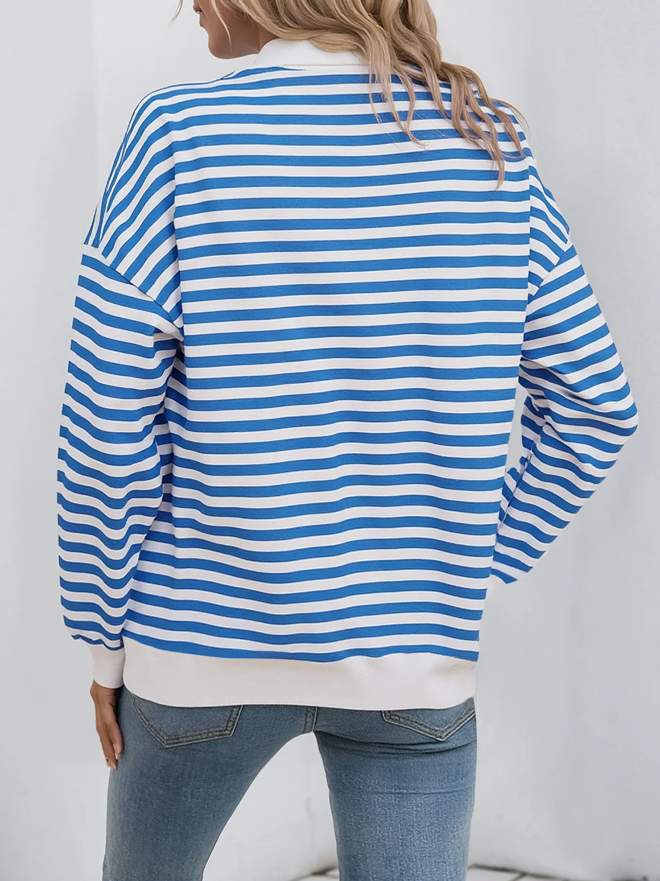 Striped Quarter Zip Long Sleeve Hoodie - Image 5