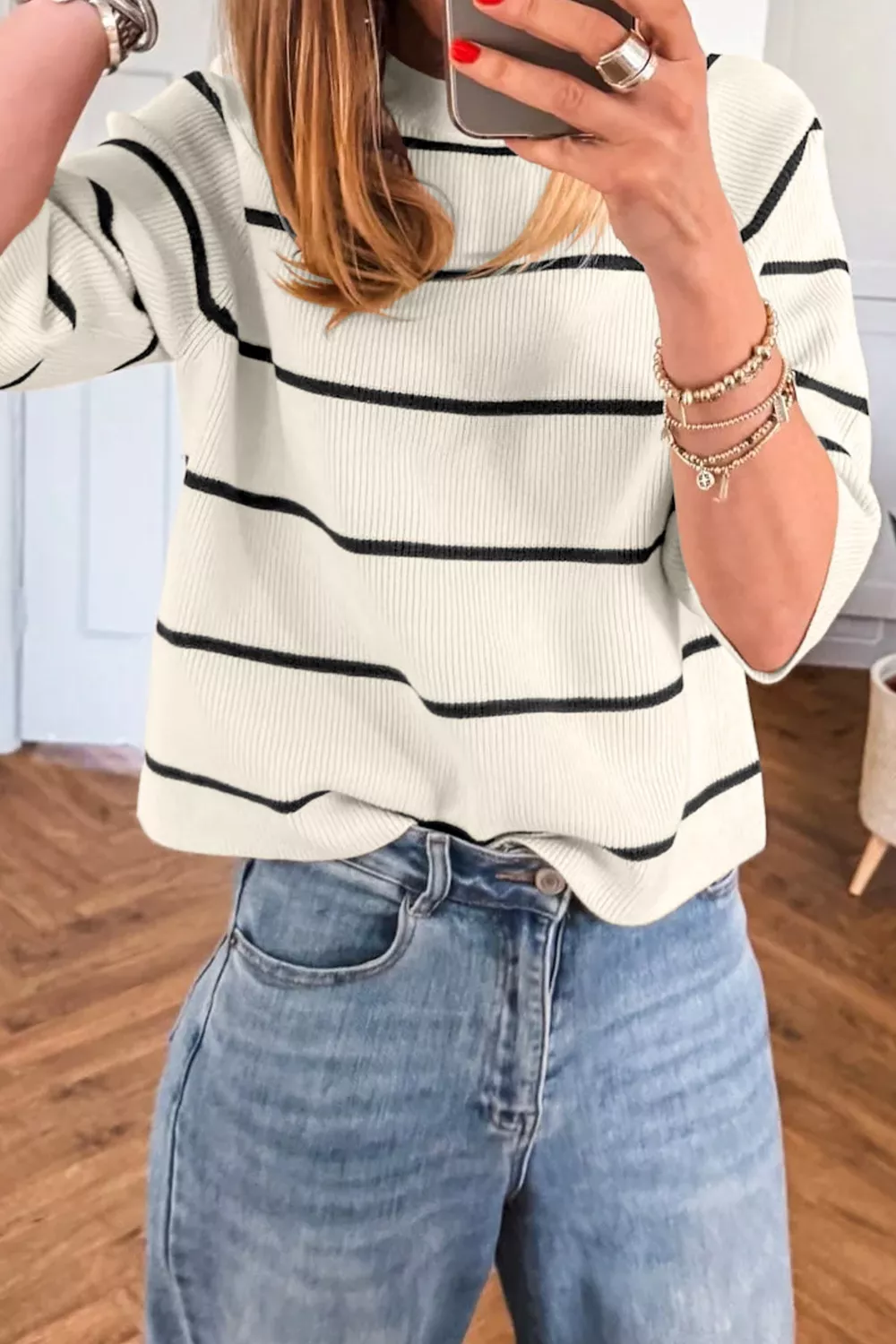Striped Ribbed Knit Sweater - Image 2