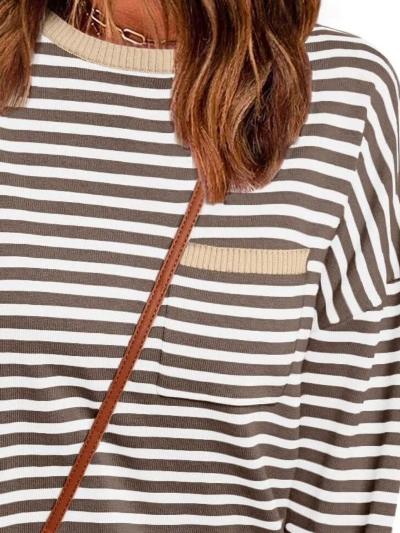Striped Round Neck Long Sleeve Knit Top - Image 12