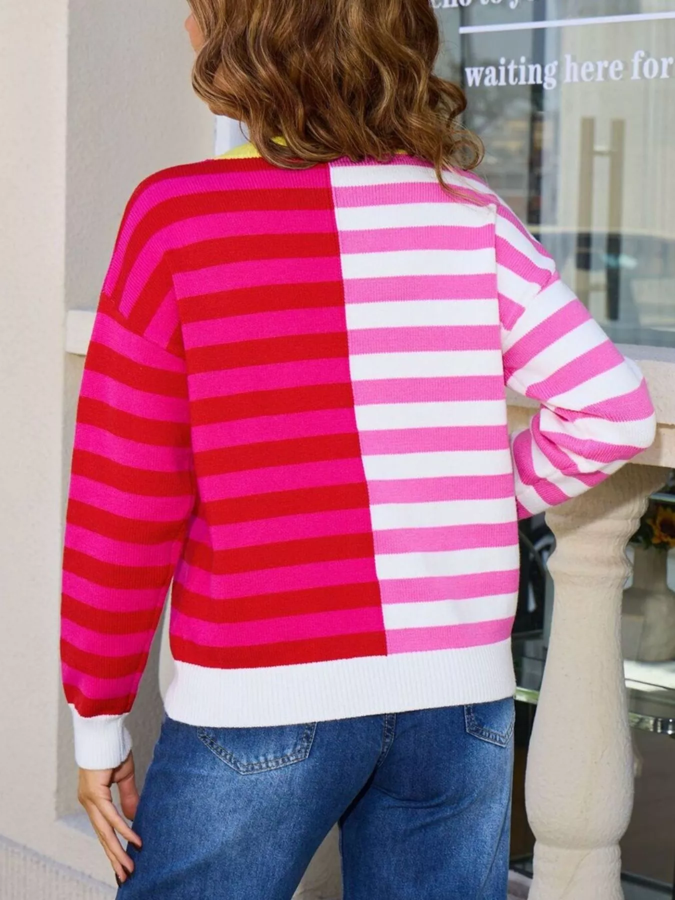 Striped Round Neck Long Sleeve Sweater - Image 7