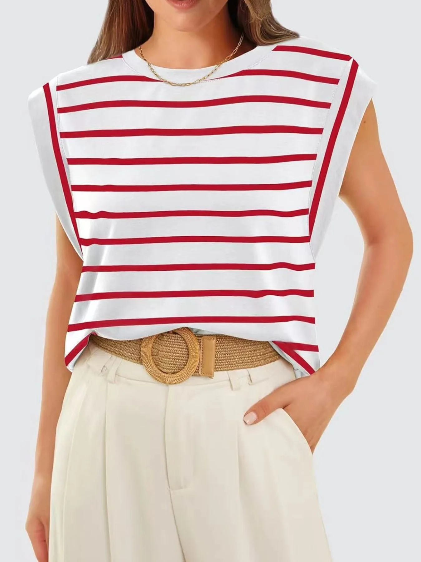 Striped Round Neck Tank - Image 13