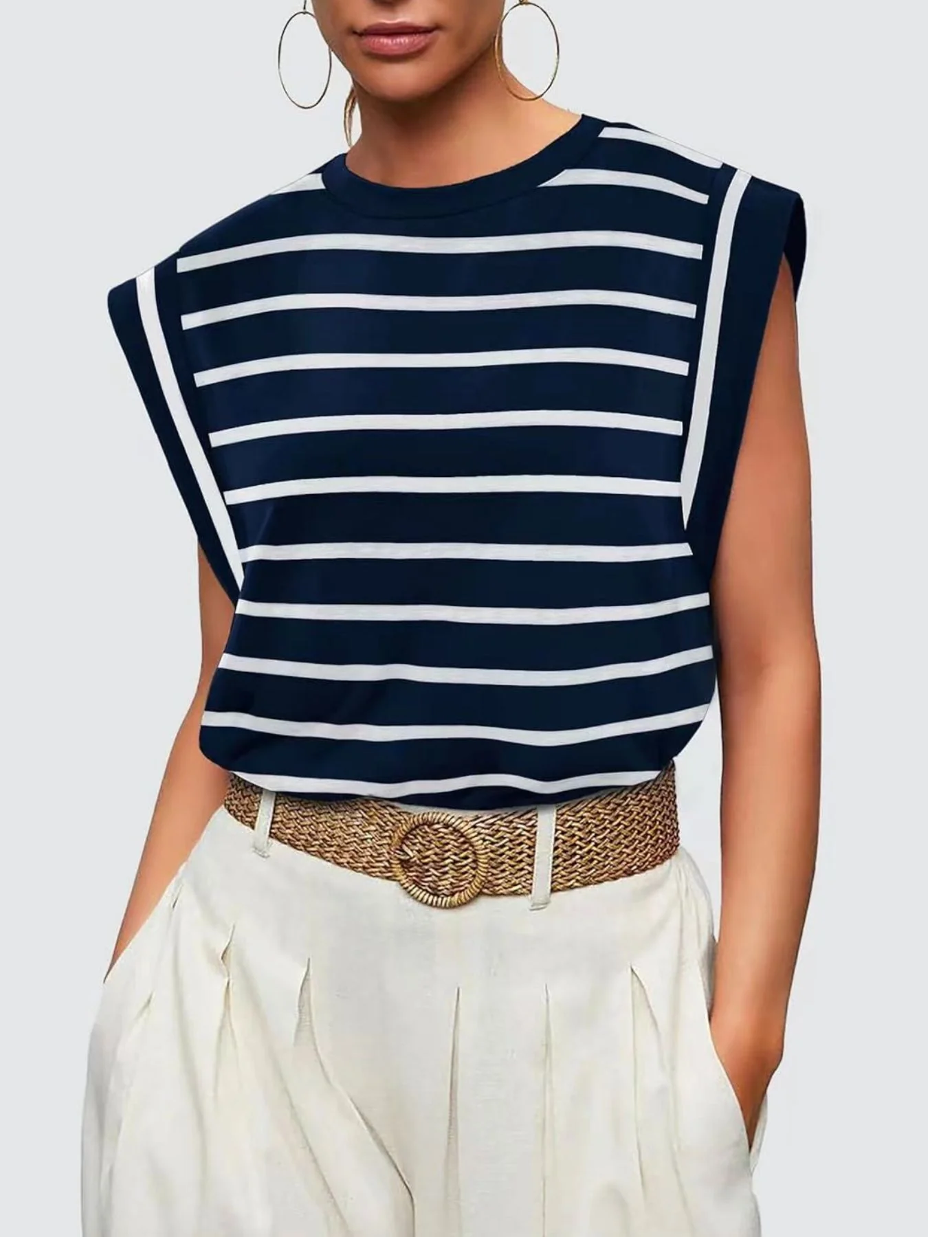 Striped Round Neck Tank - Image 19
