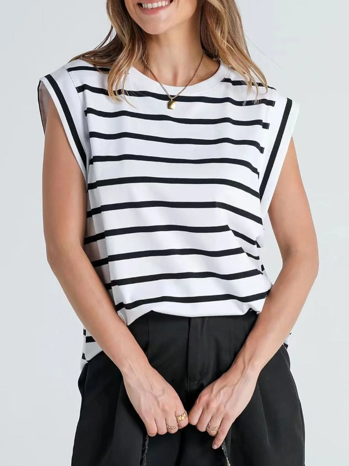 Striped Round Neck Tank - Image 3