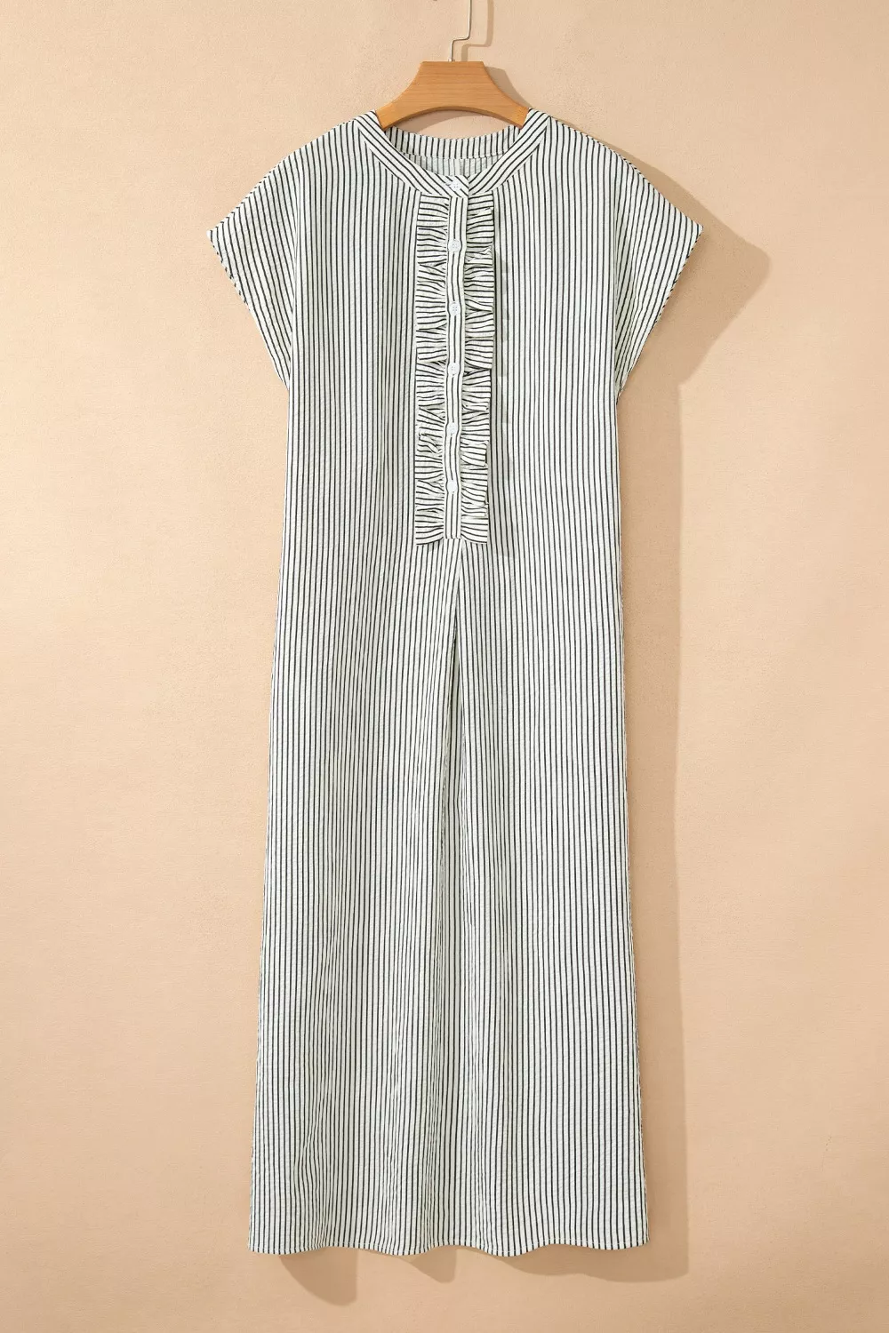 Striped Ruffle Button Front Maxi Dress - Image 3