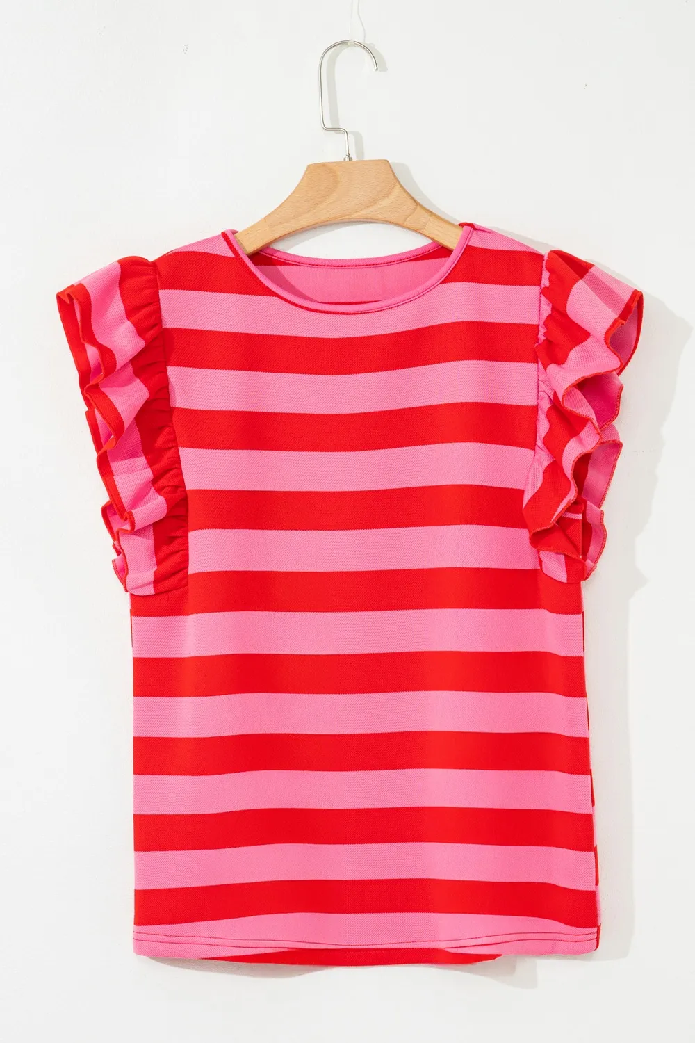 Striped Ruffle Sleeve Summer T-Shirt - Image 7