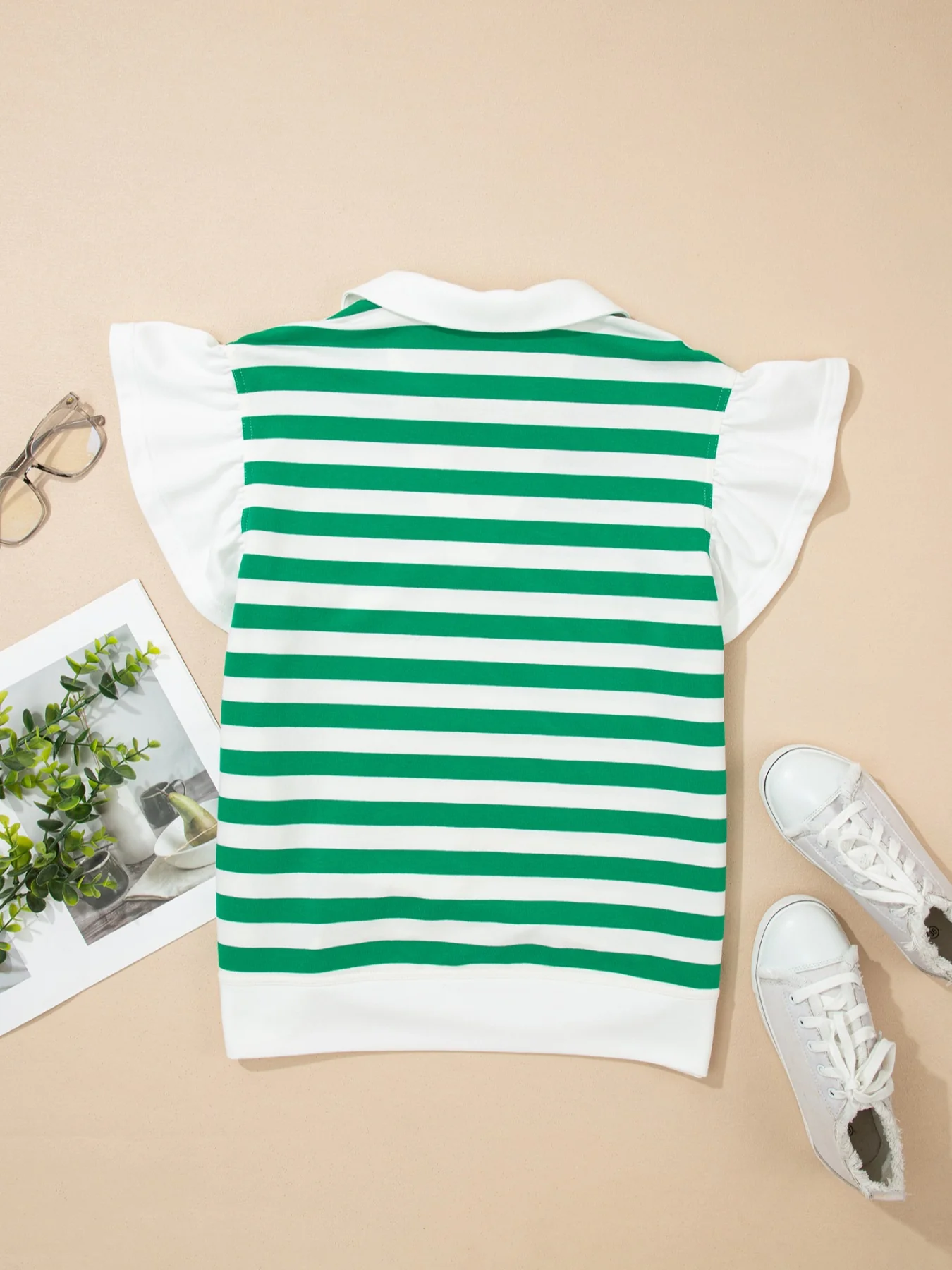 Striped Ruffled Sleeve Blouse - Image 16