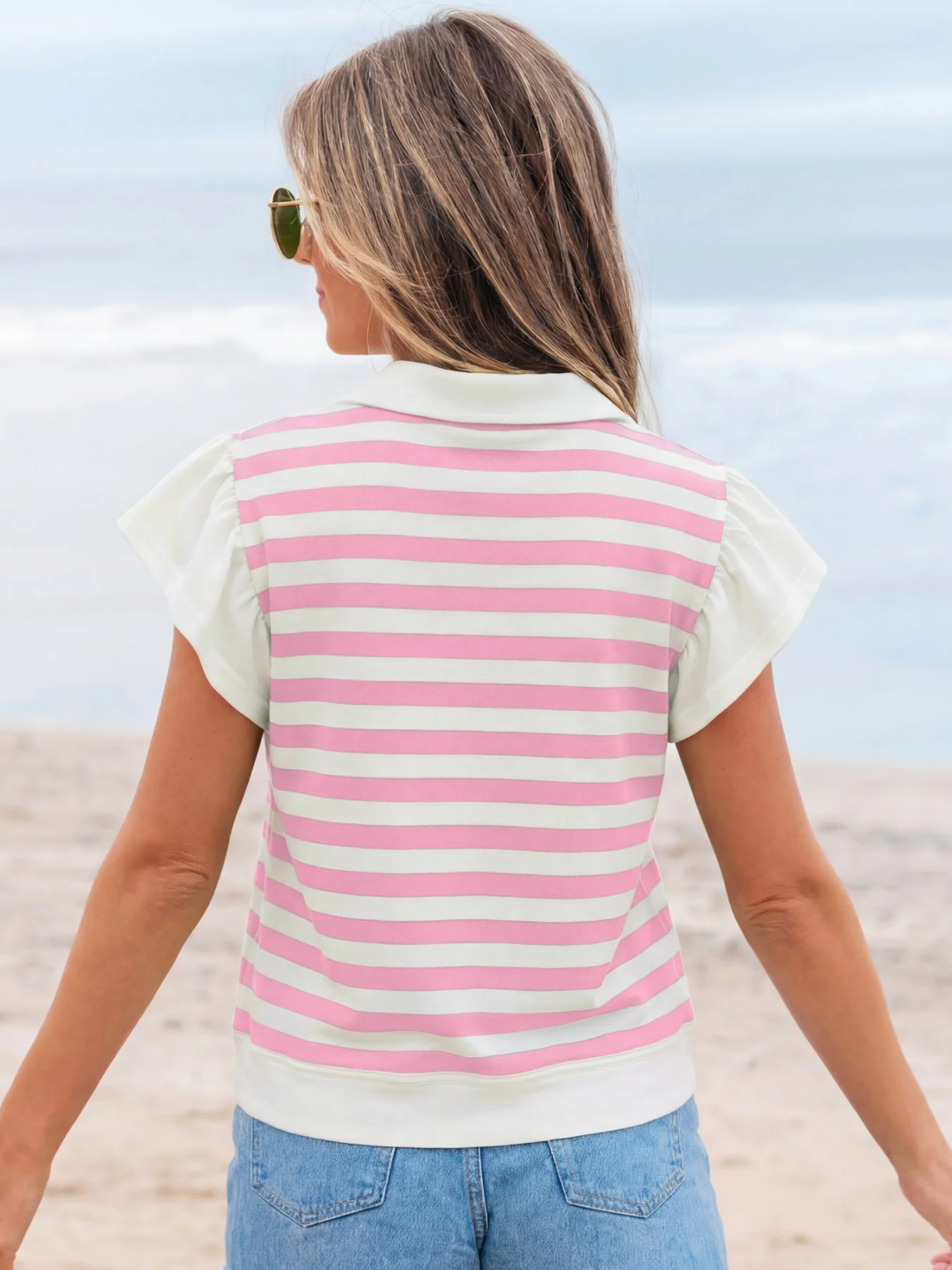 Striped Ruffled Sleeve Blouse - Image 5