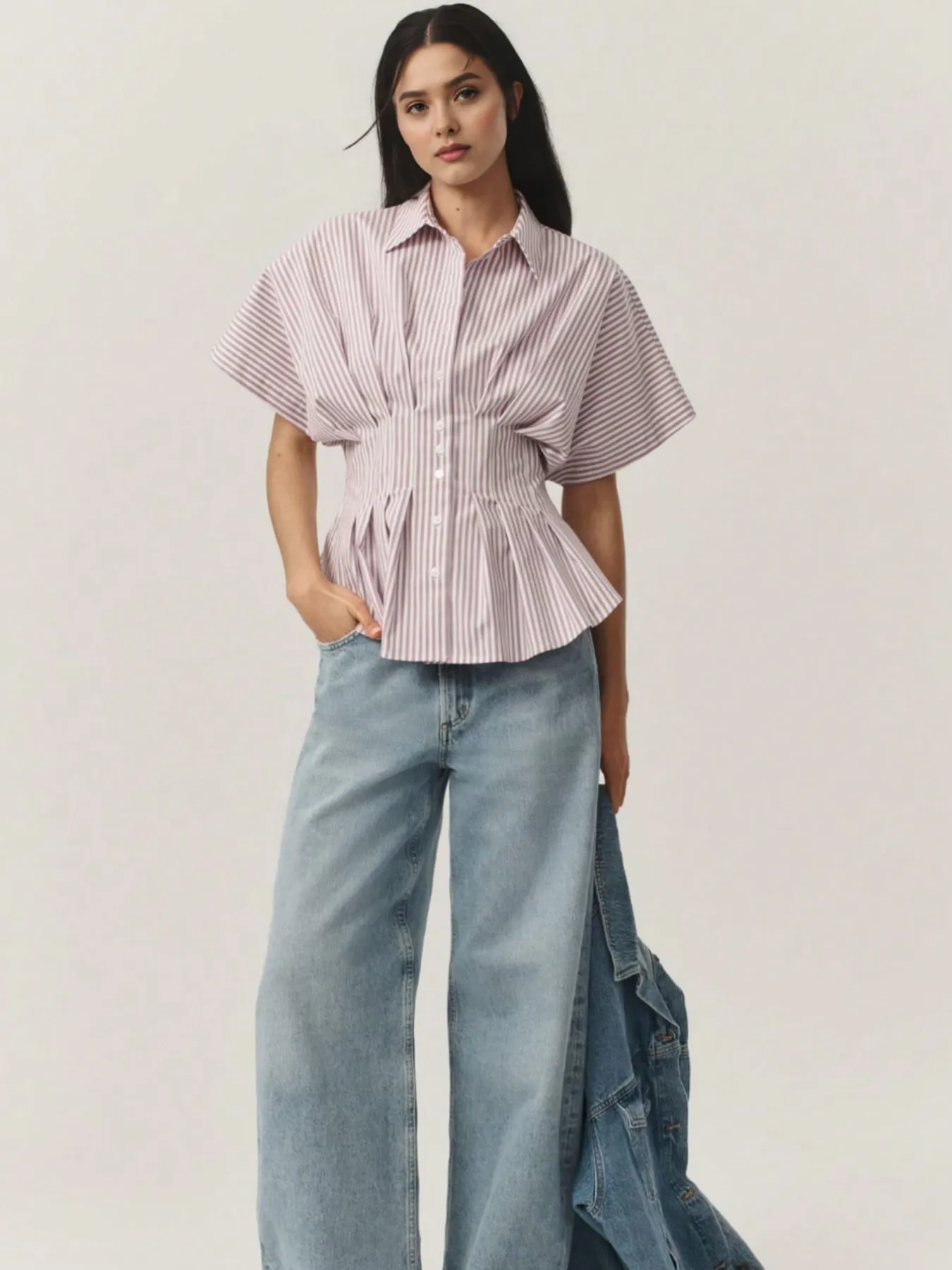 Striped Short Sleeve Button-Up Shirt - Image 16