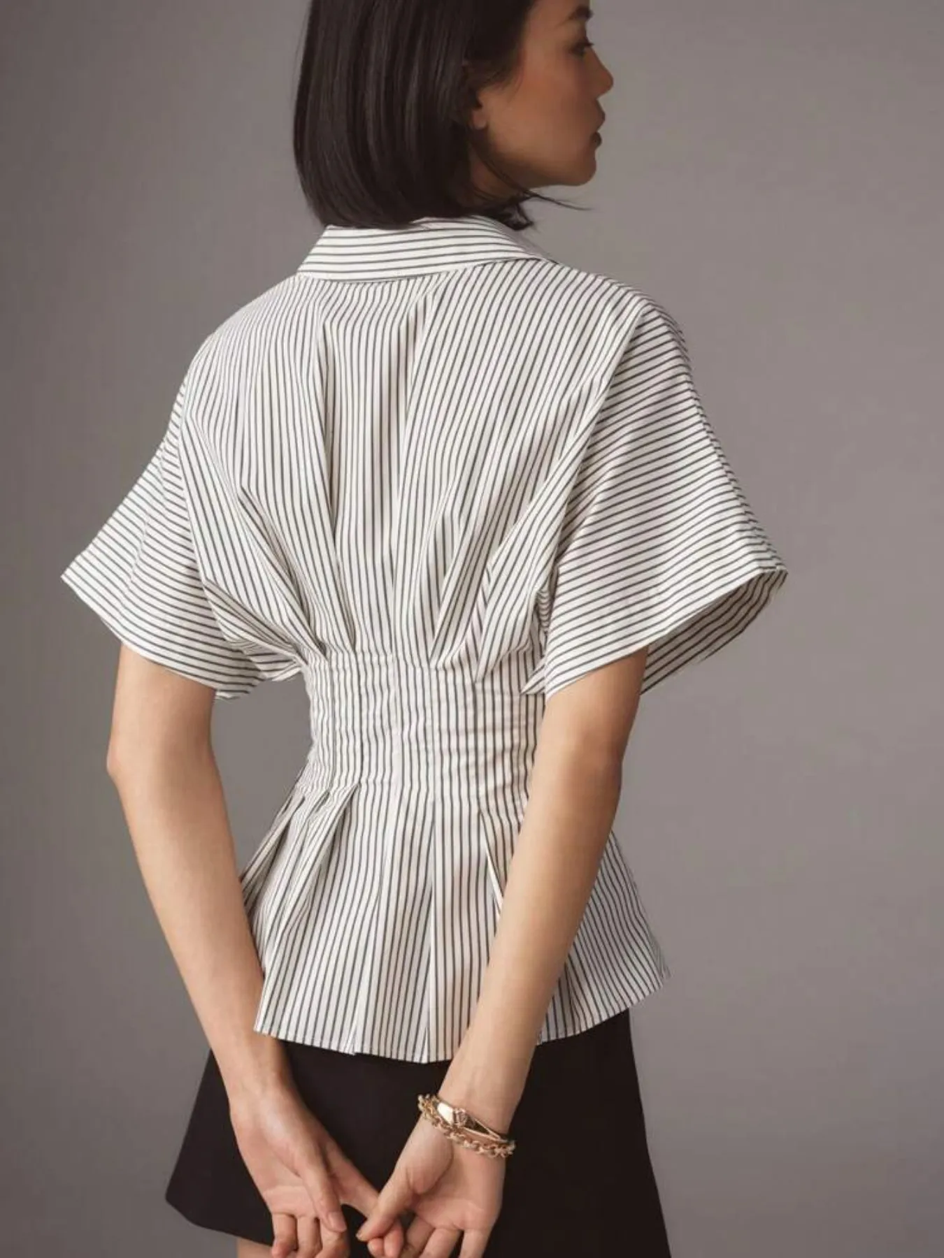 Striped Short Sleeve Button-Up Shirt - Image 2