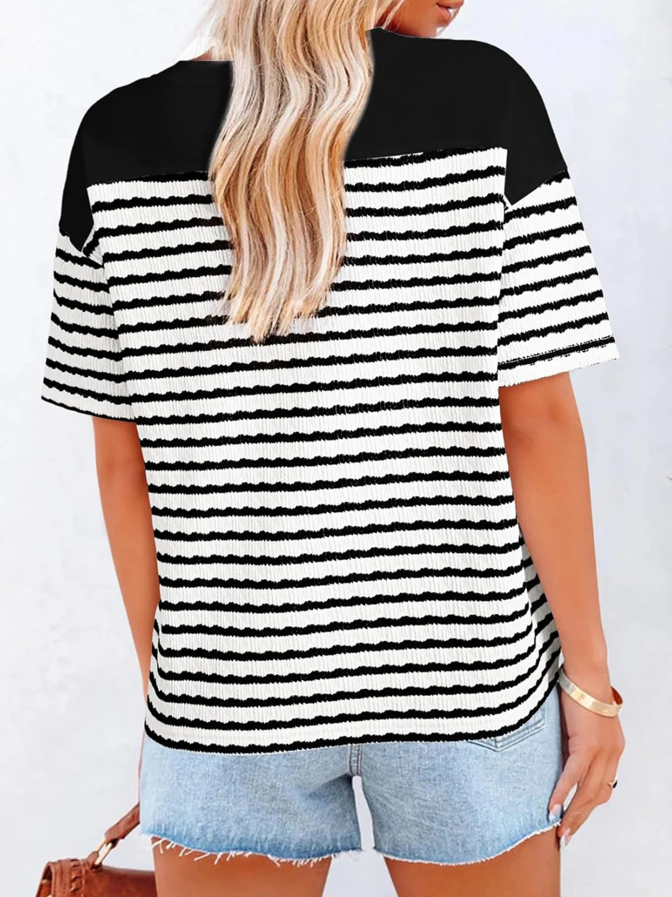 Striped Short Sleeve Casual T-Shirt - Image 14