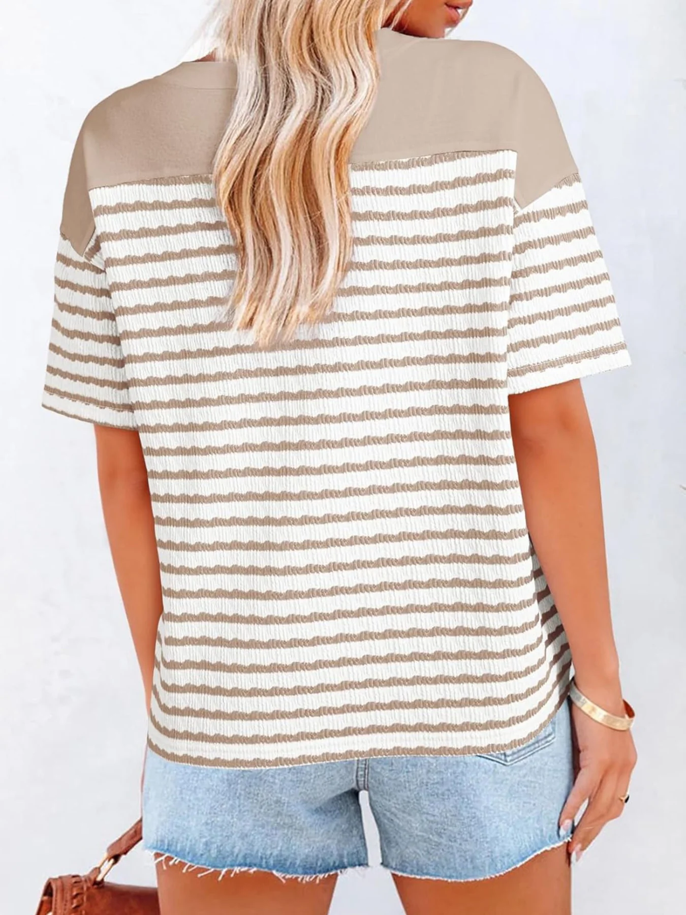 Striped Short Sleeve Casual T-Shirt - Image 22