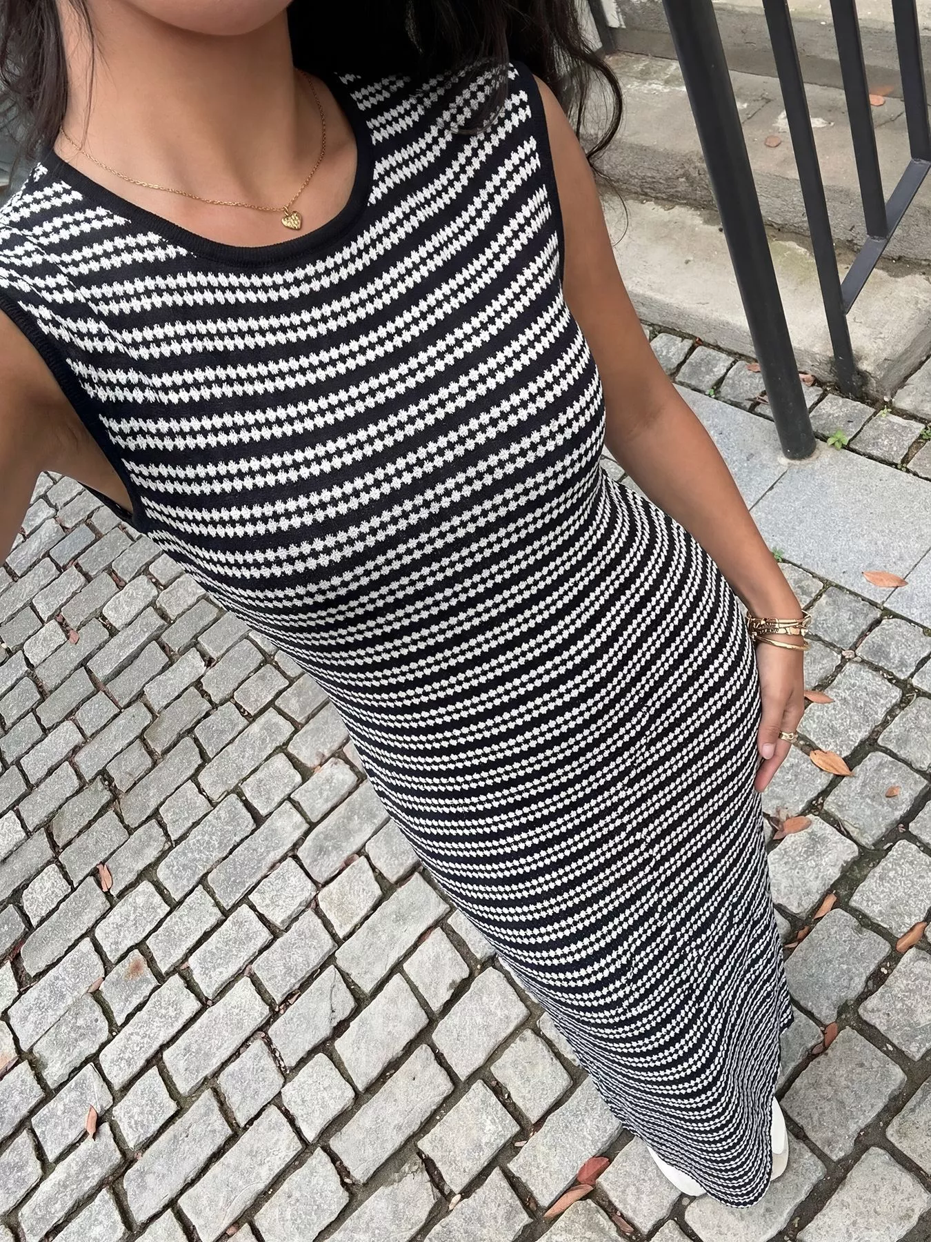 Striped Sleeveless Bodycon Knit Maxi Dress - Image 2