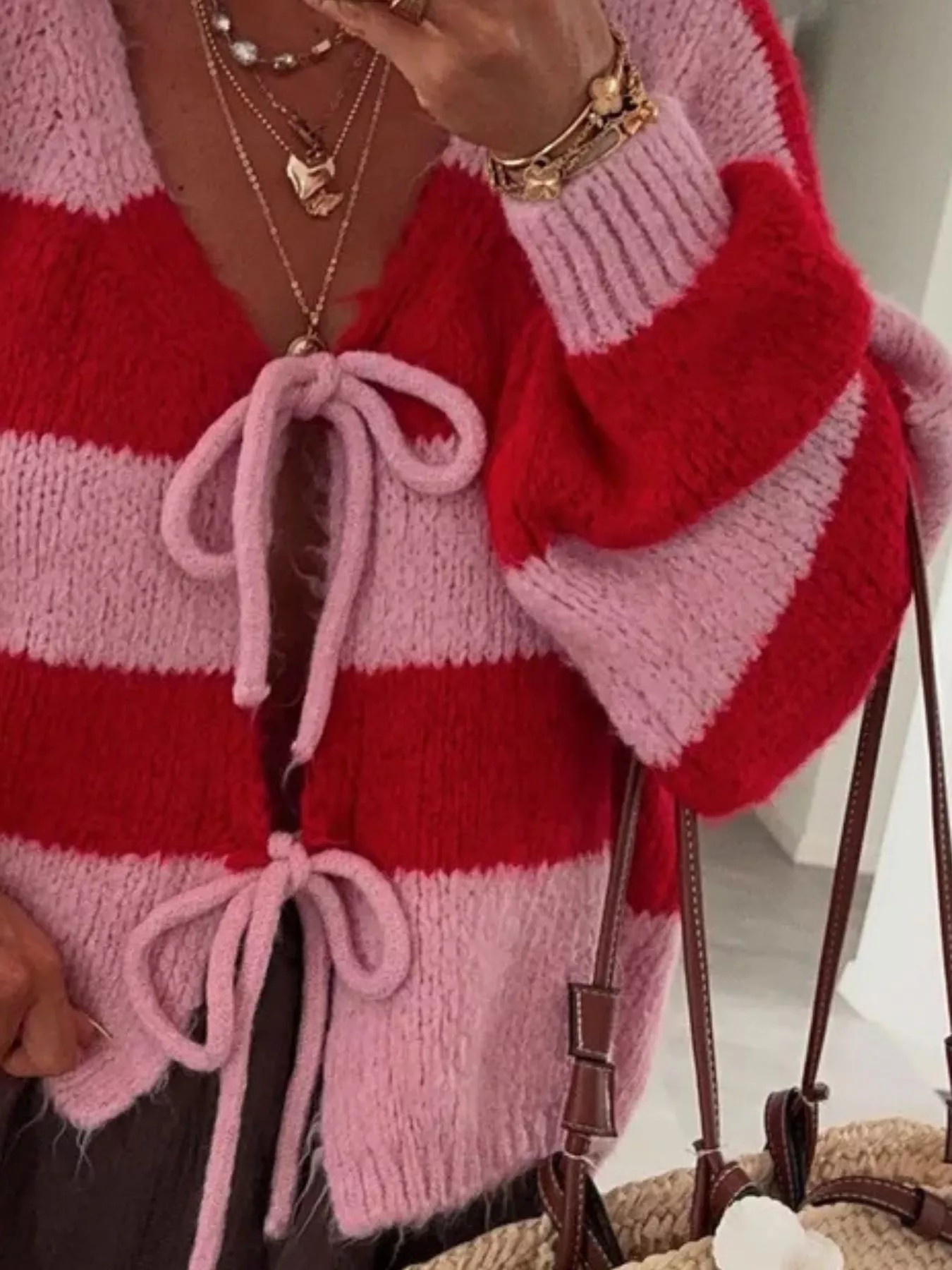 Striped Tie-Front Knit Cardigan - Image 19