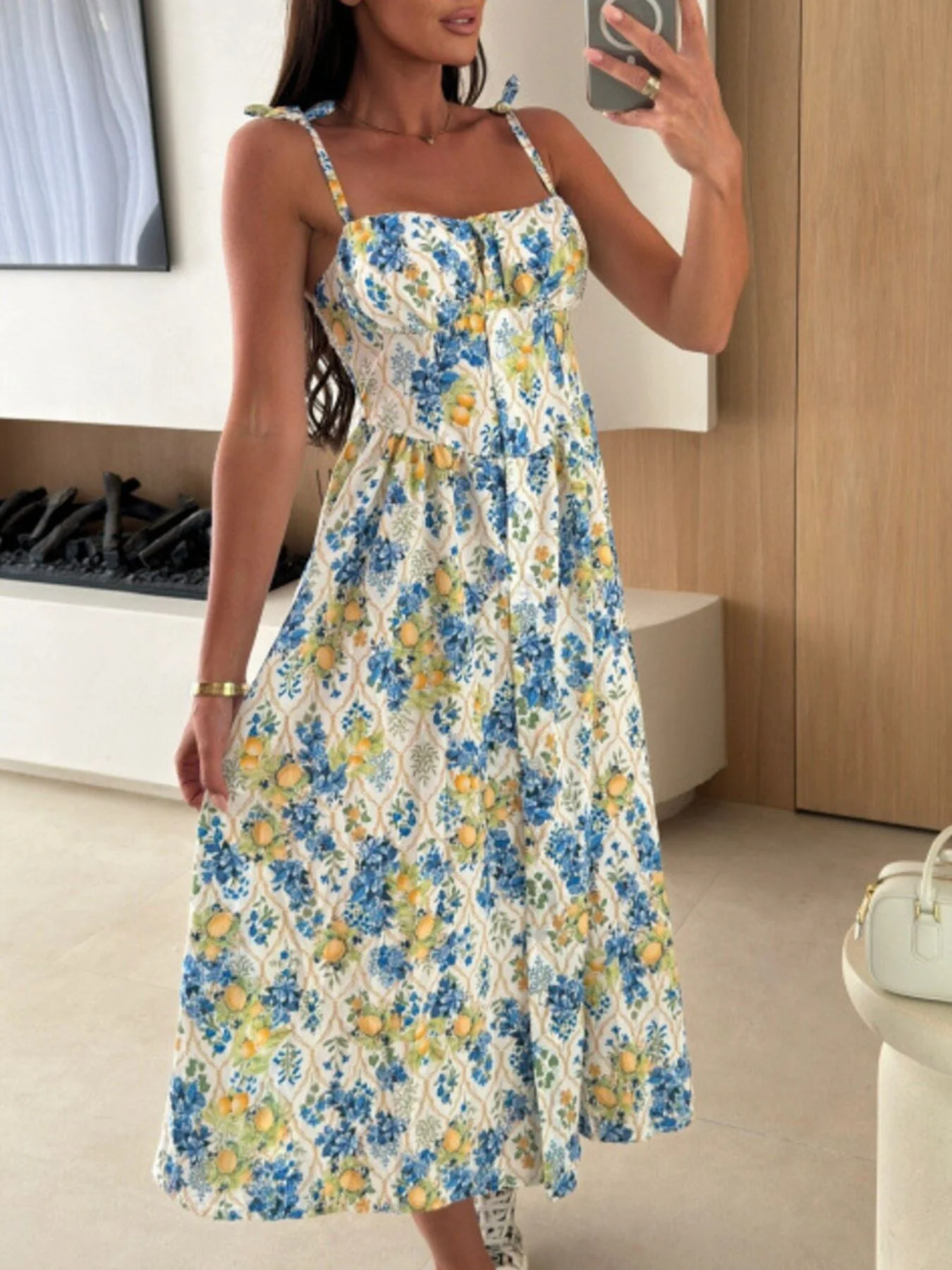 Striped Tie-Shoulder Midi Dress - Image 7