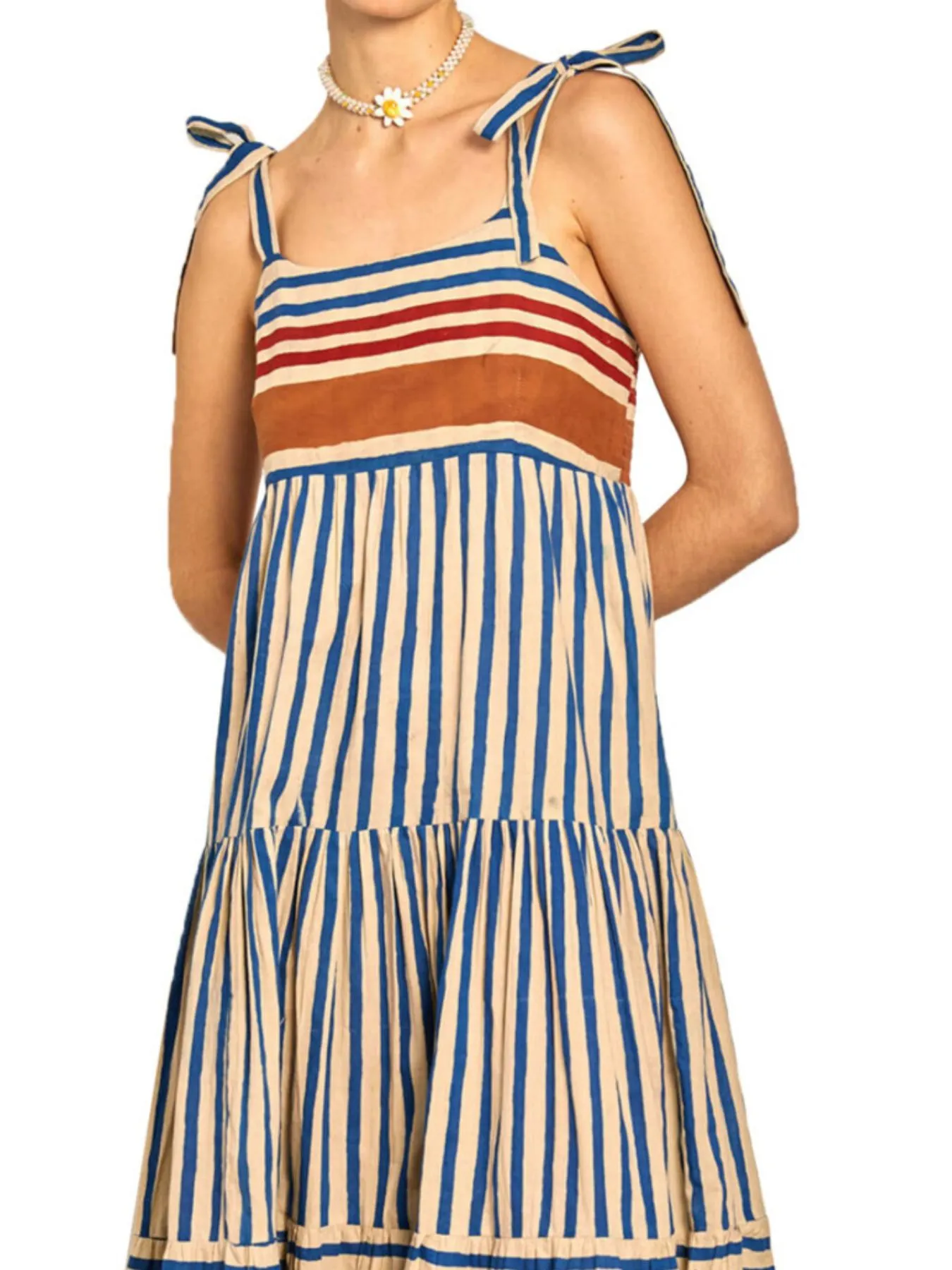 Striped Tie-Shoulder Tiered Maxi Dress - Image 3