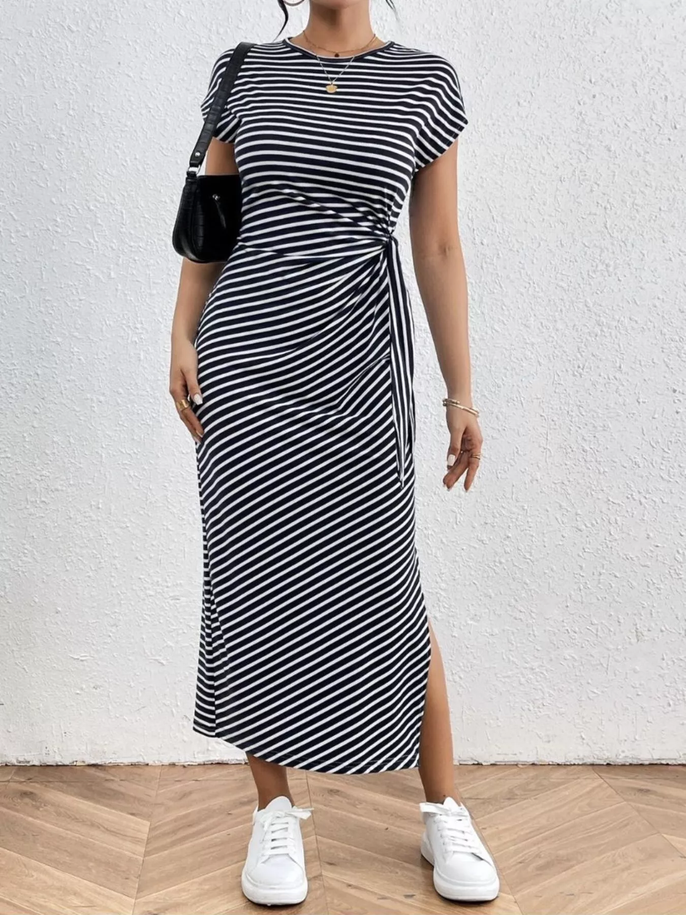 Striped Tie-Waist Midi Dress - Image 17