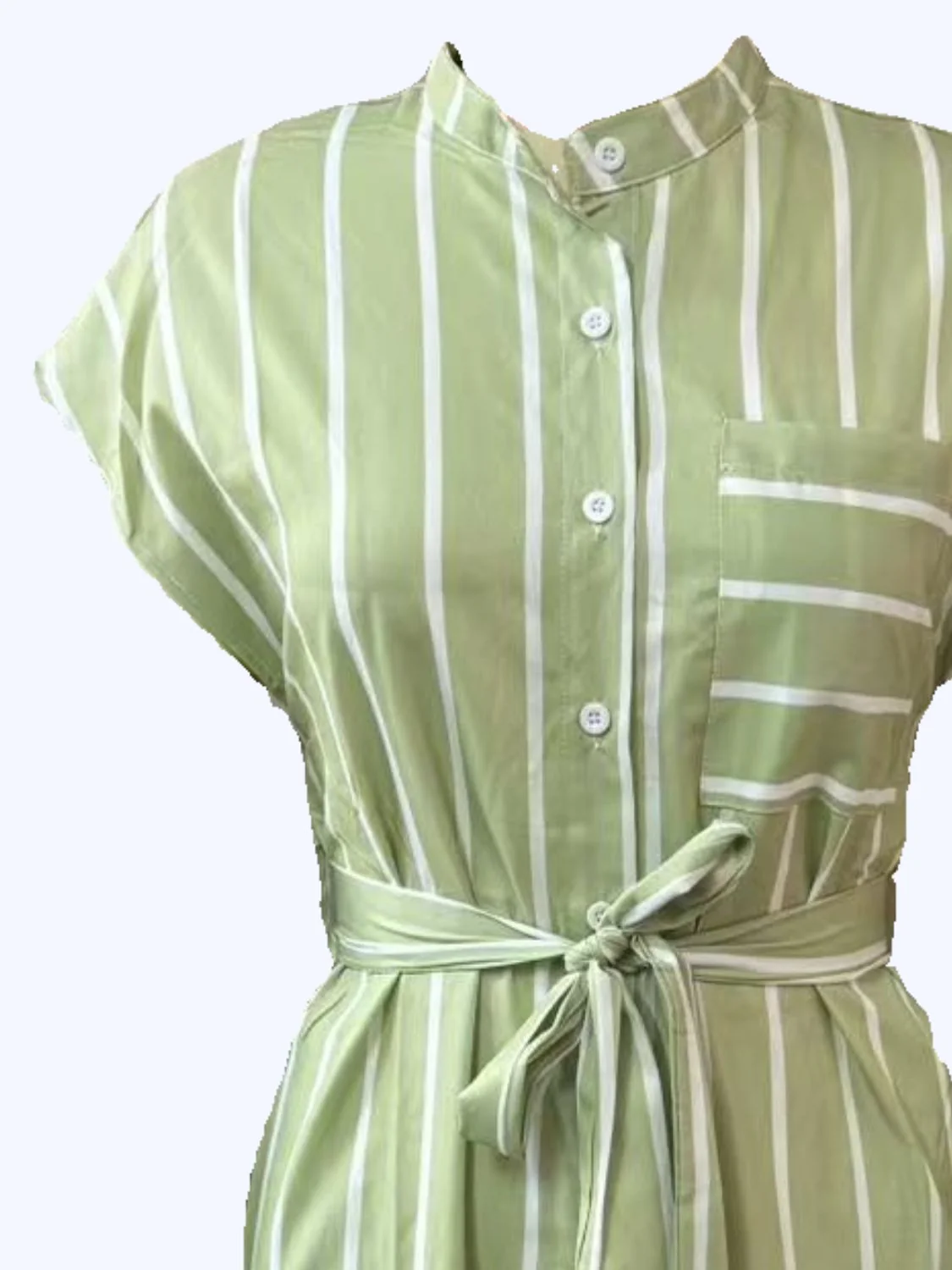 Striped Tie Waist Short Sleeve Dress - Image 16