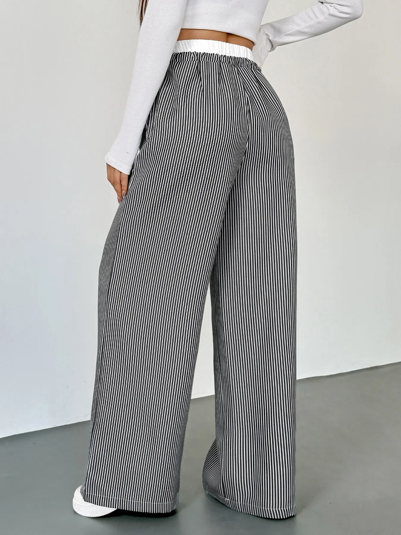 Striped Wide Leg Drawstring Pants - Image 5