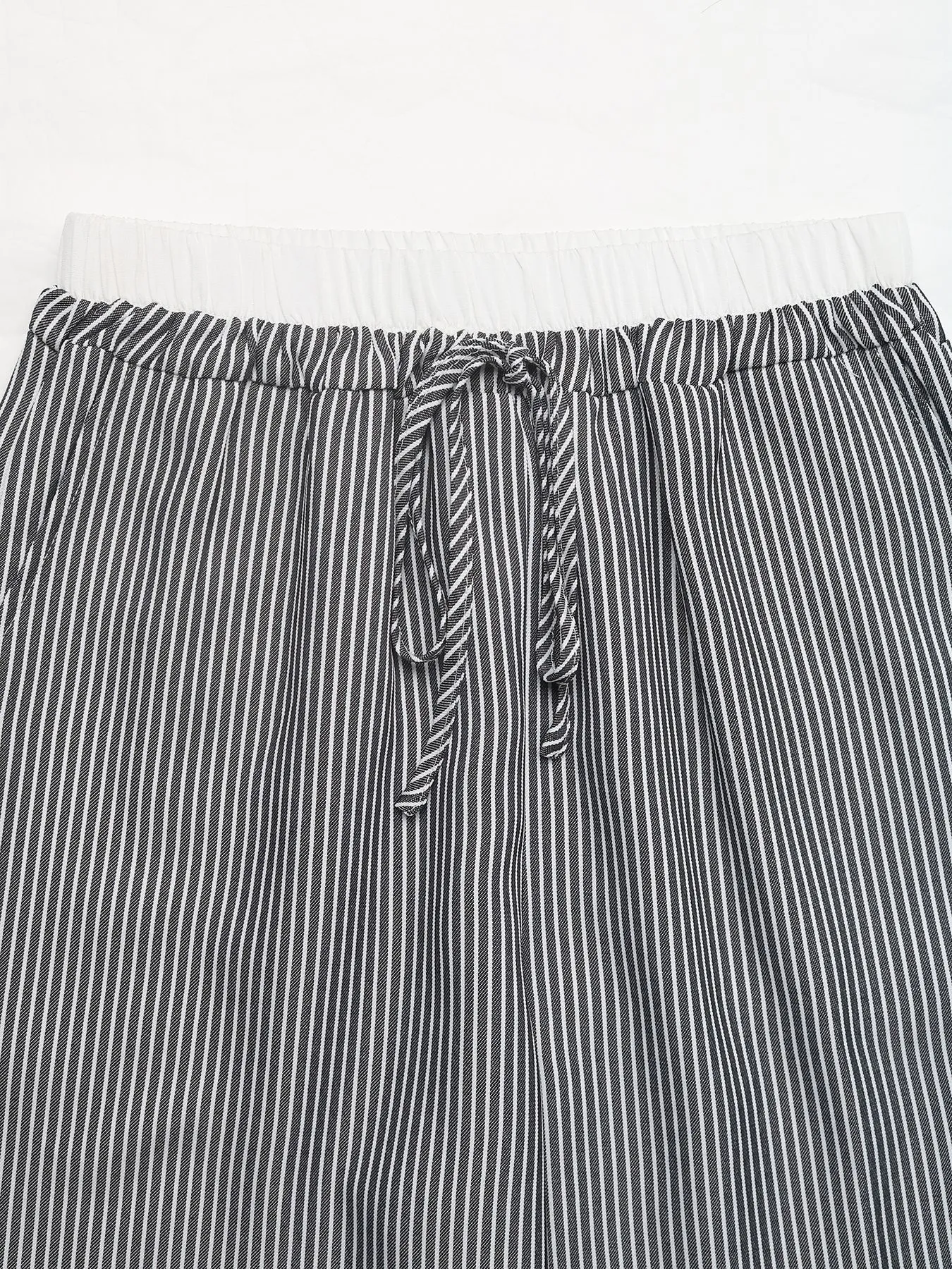Striped Wide Leg Drawstring Pants - Image 8