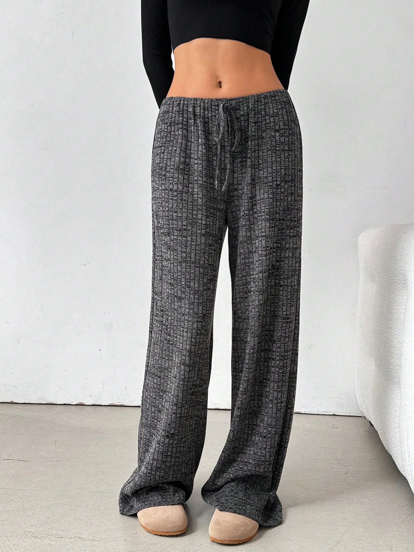 Striped Wide Leg Drawstring Pants - Image 32