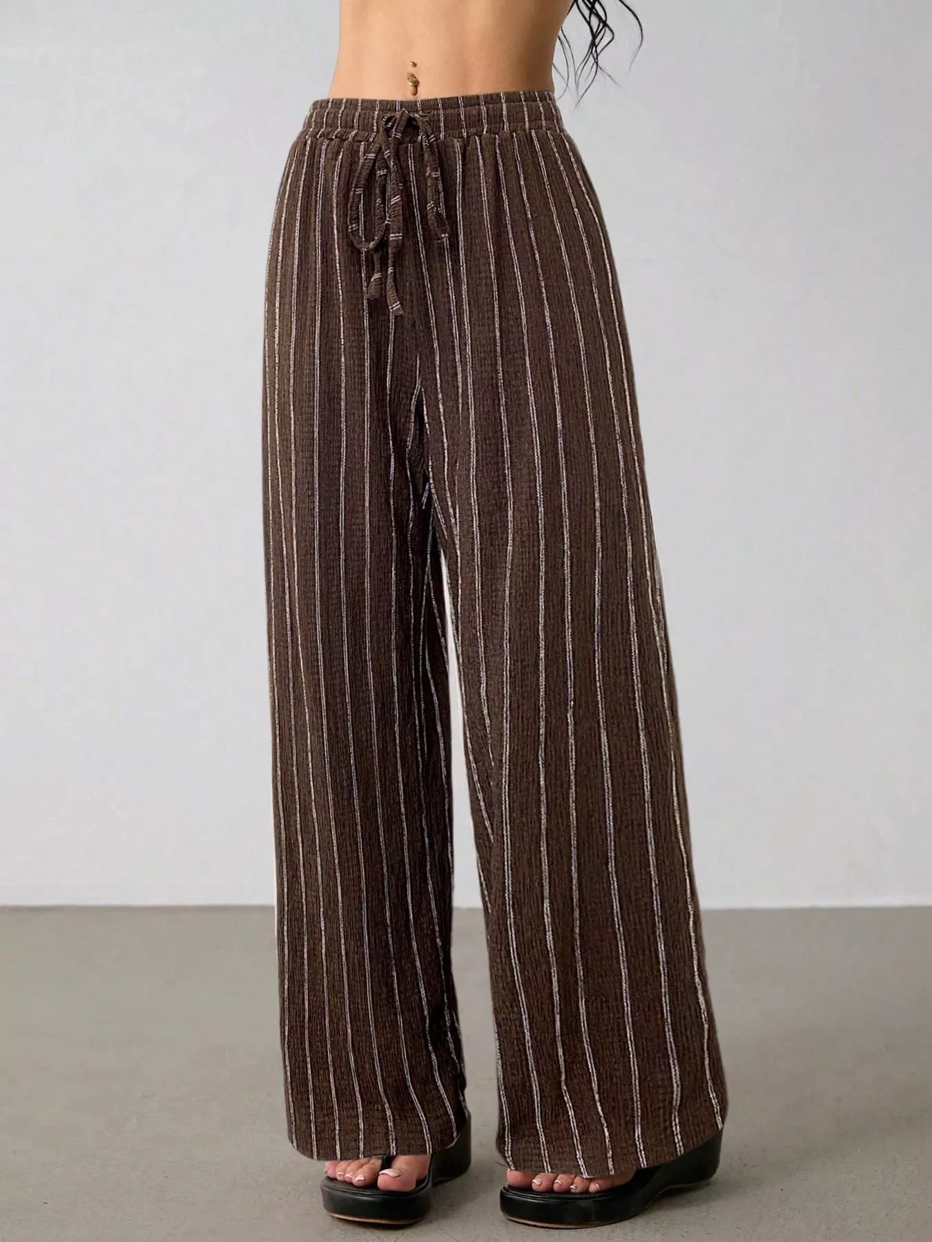Striped Wide-Leg Drawstring Pants - Image 12