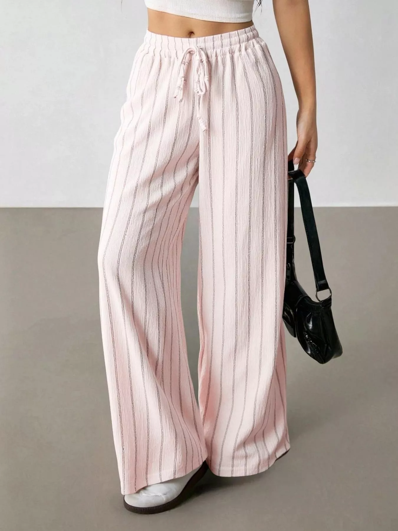 Striped Wide-Leg Drawstring Pants - Image 22