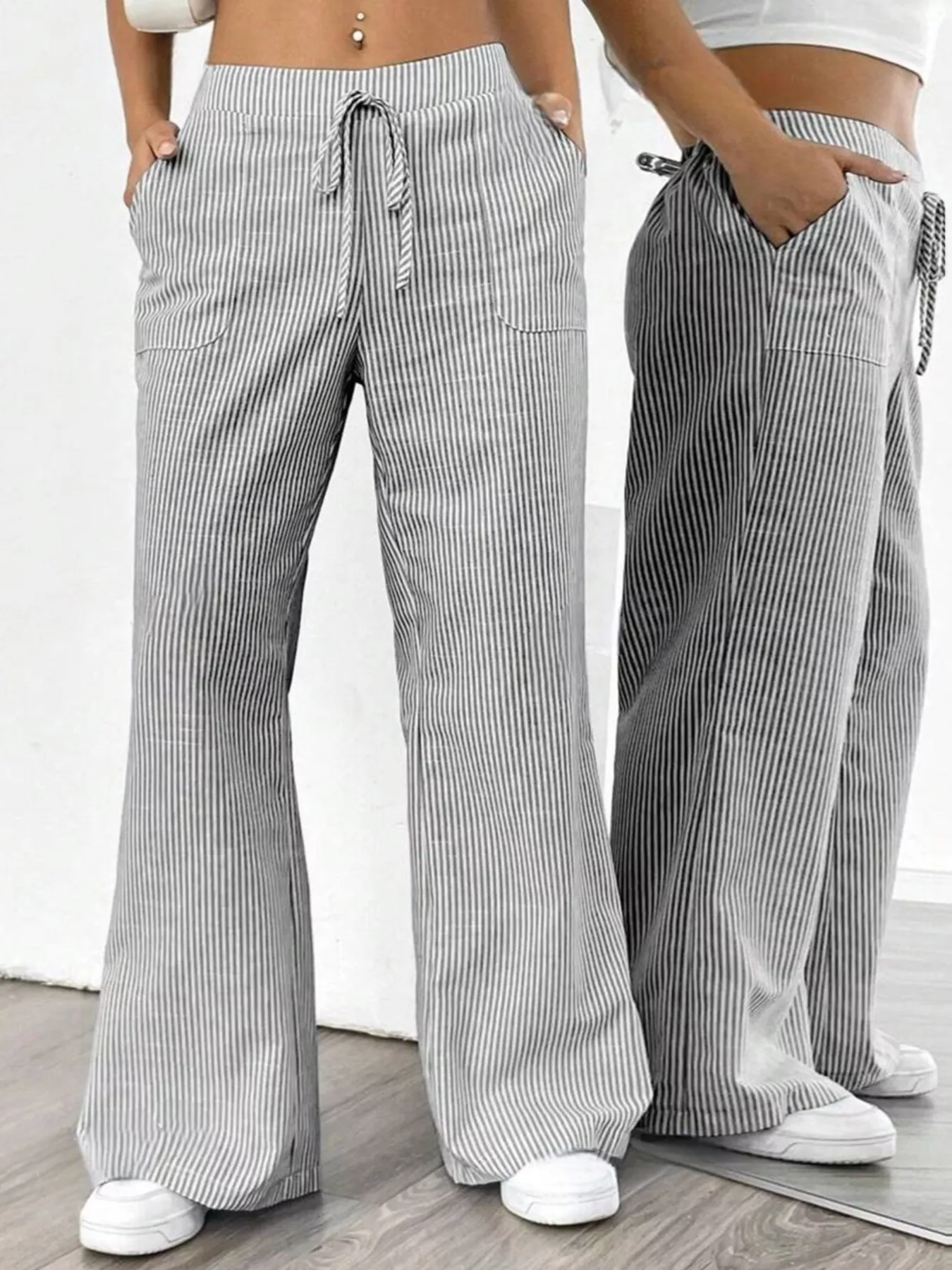 Striped Wide Leg Pants - Image 10