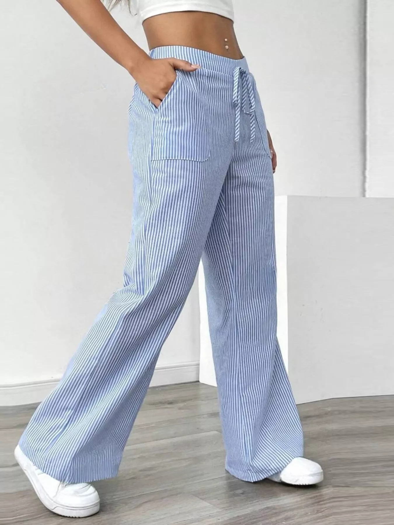 Striped Wide Leg Pants - Image 4