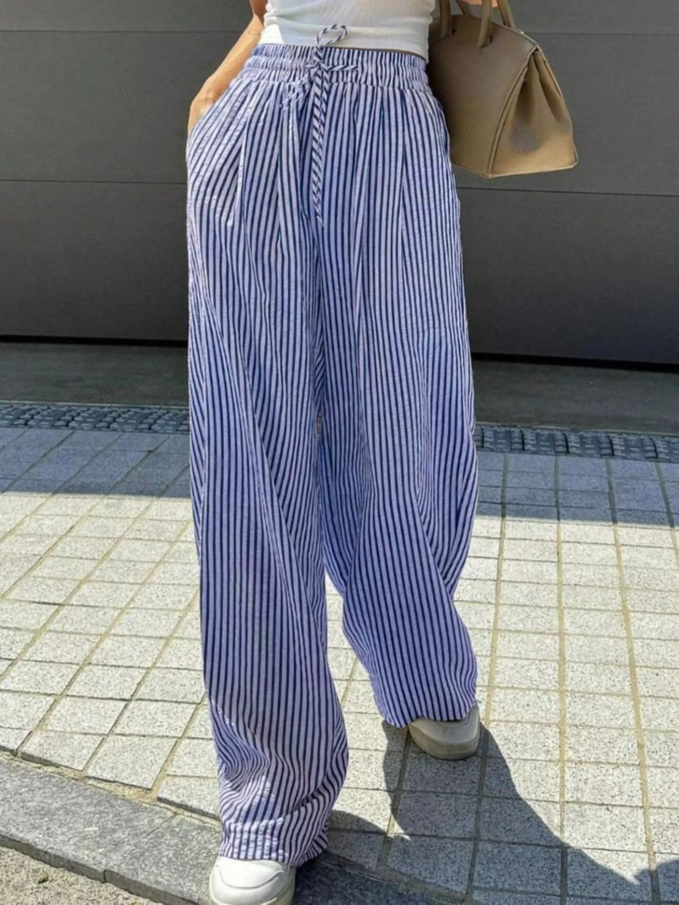 Striped Wide Leg Pants - Image 13