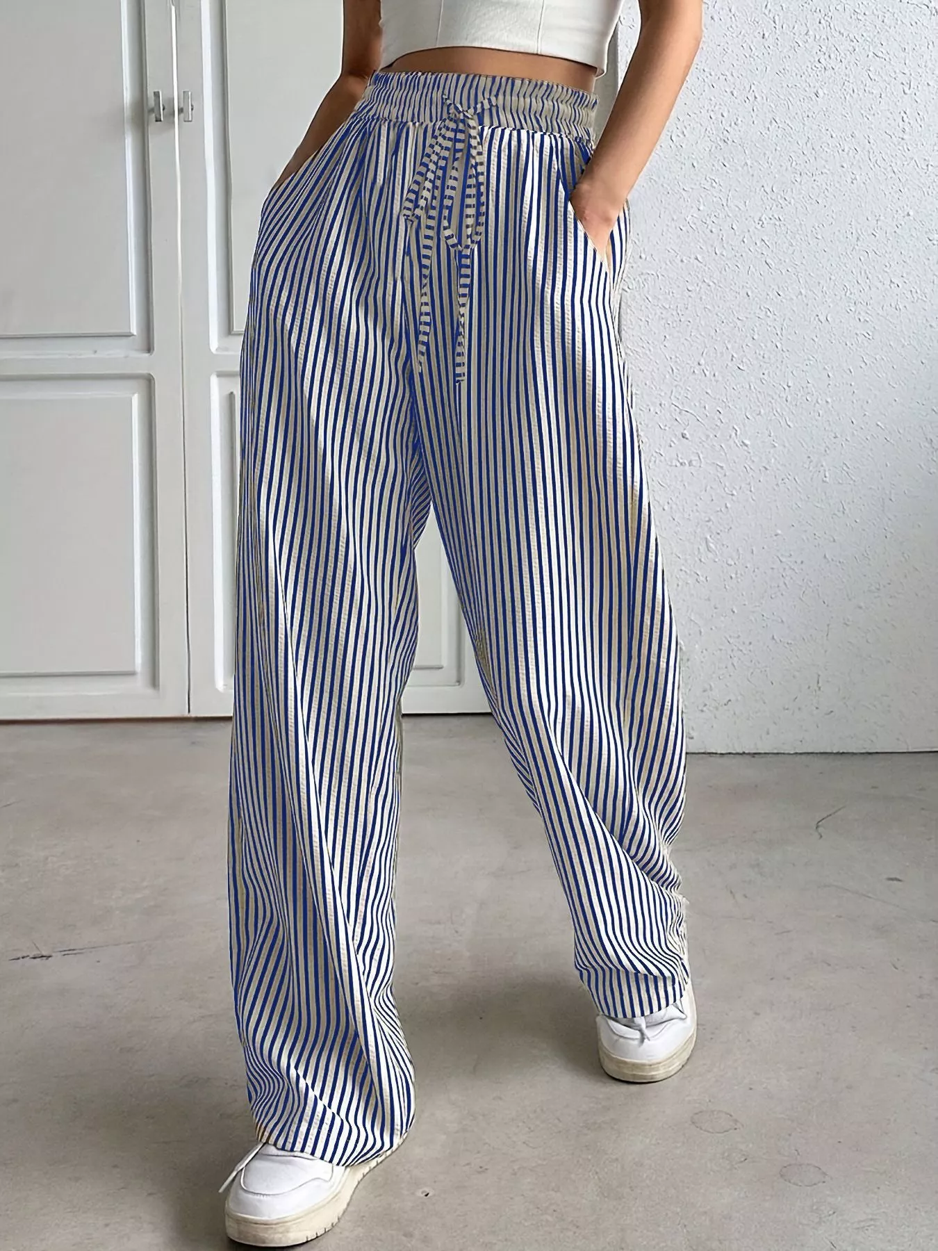Striped Wide Leg Pants - Image 14
