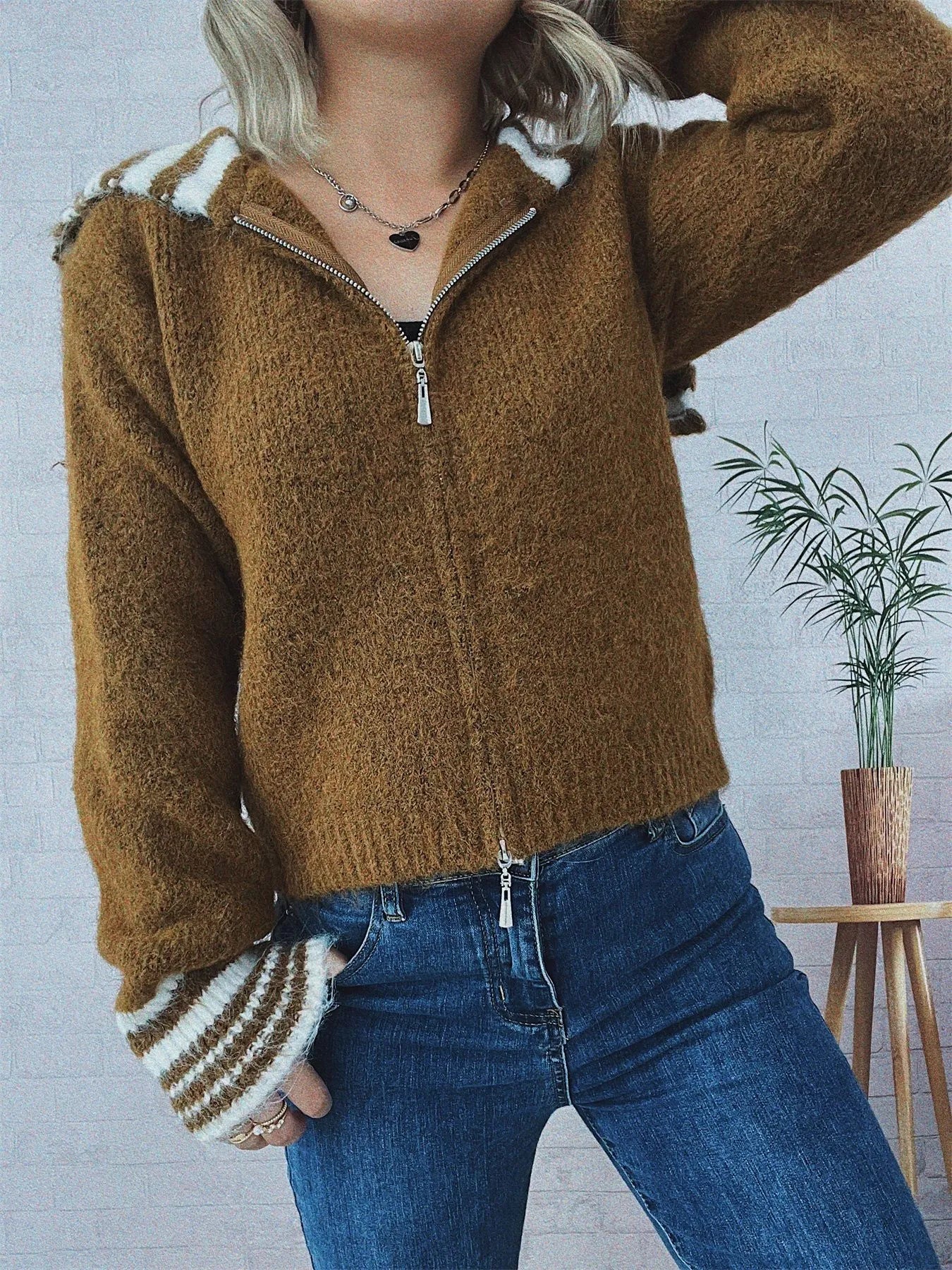Striped Zip-Up Cardigan - Image 6