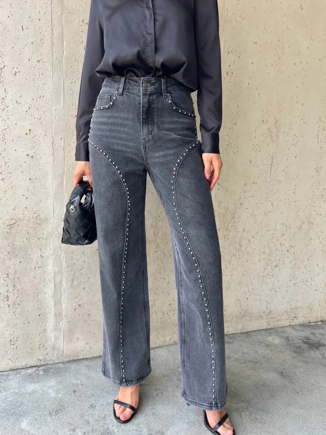 Studded Wide Leg Jeans - Image 4