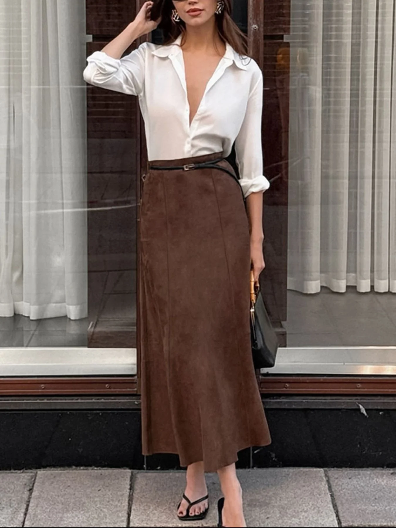 Suede Midi Skirt - Image 4