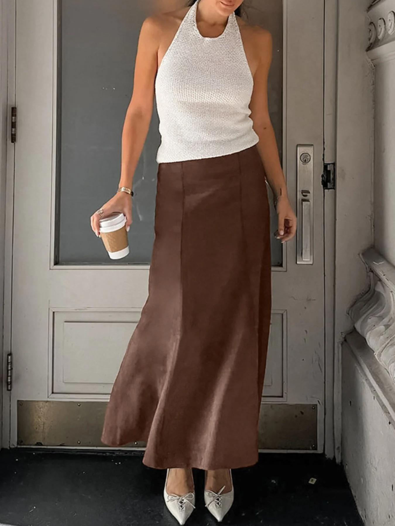 Suede Midi Skirt - Image 6