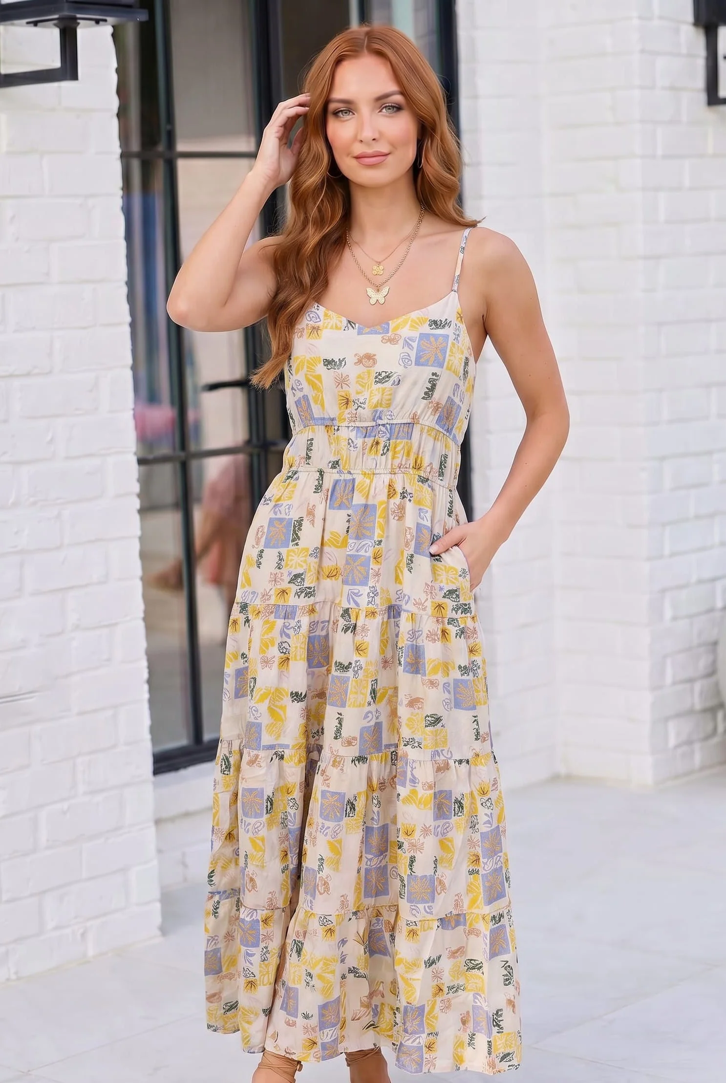 Sun Kissed Patchwork Print Tiered Maxi Dress - Image 3