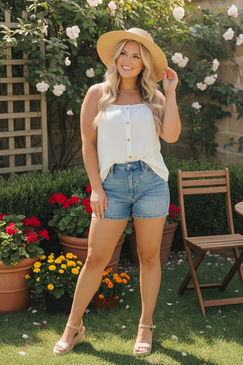 Sunny Days Ribbed Button Tank - Image 2