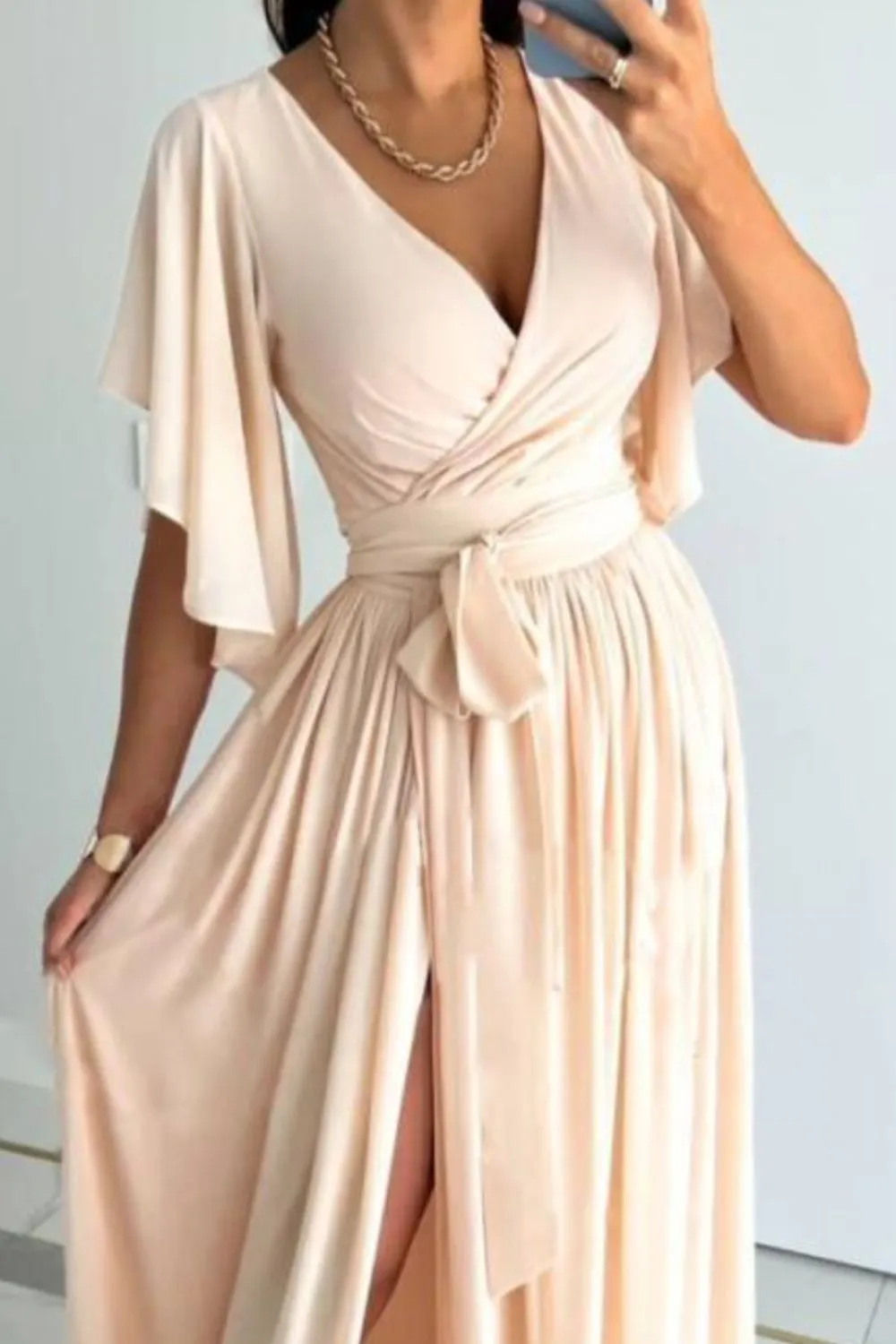 Surplice Flutter Sleeve Maxi Dress - Image 3
