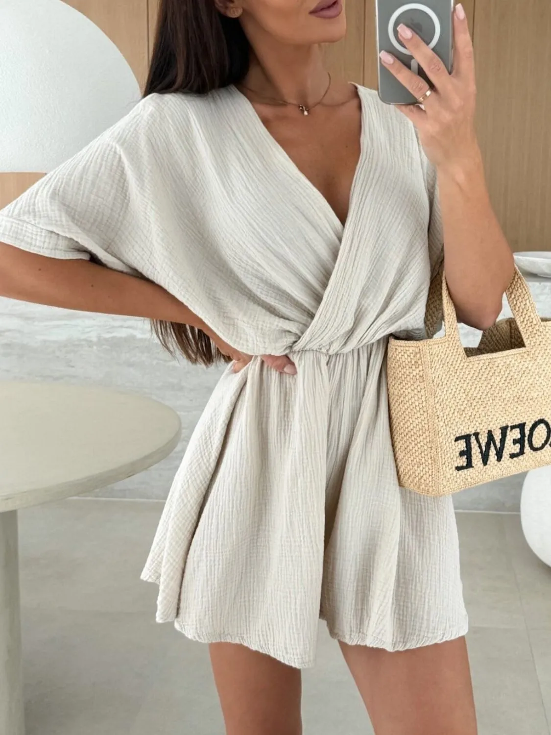 Surplice Half Sleeve Wrap Romper - Image 13