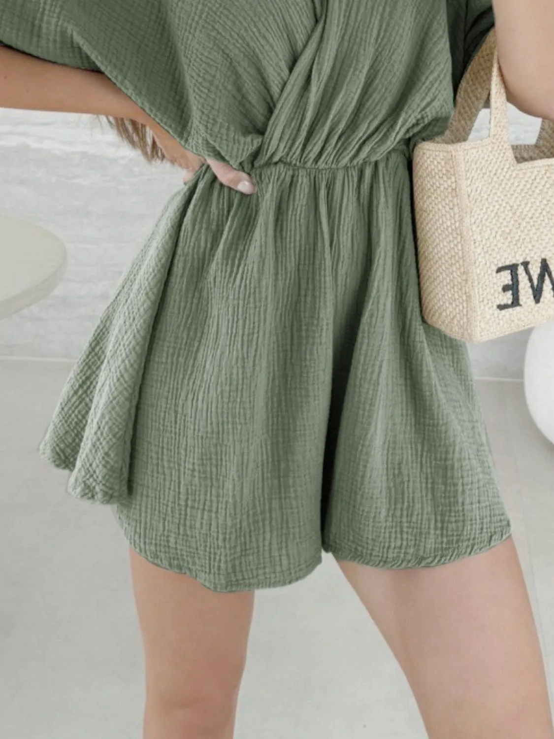 Surplice Half Sleeve Wrap Romper - Image 19