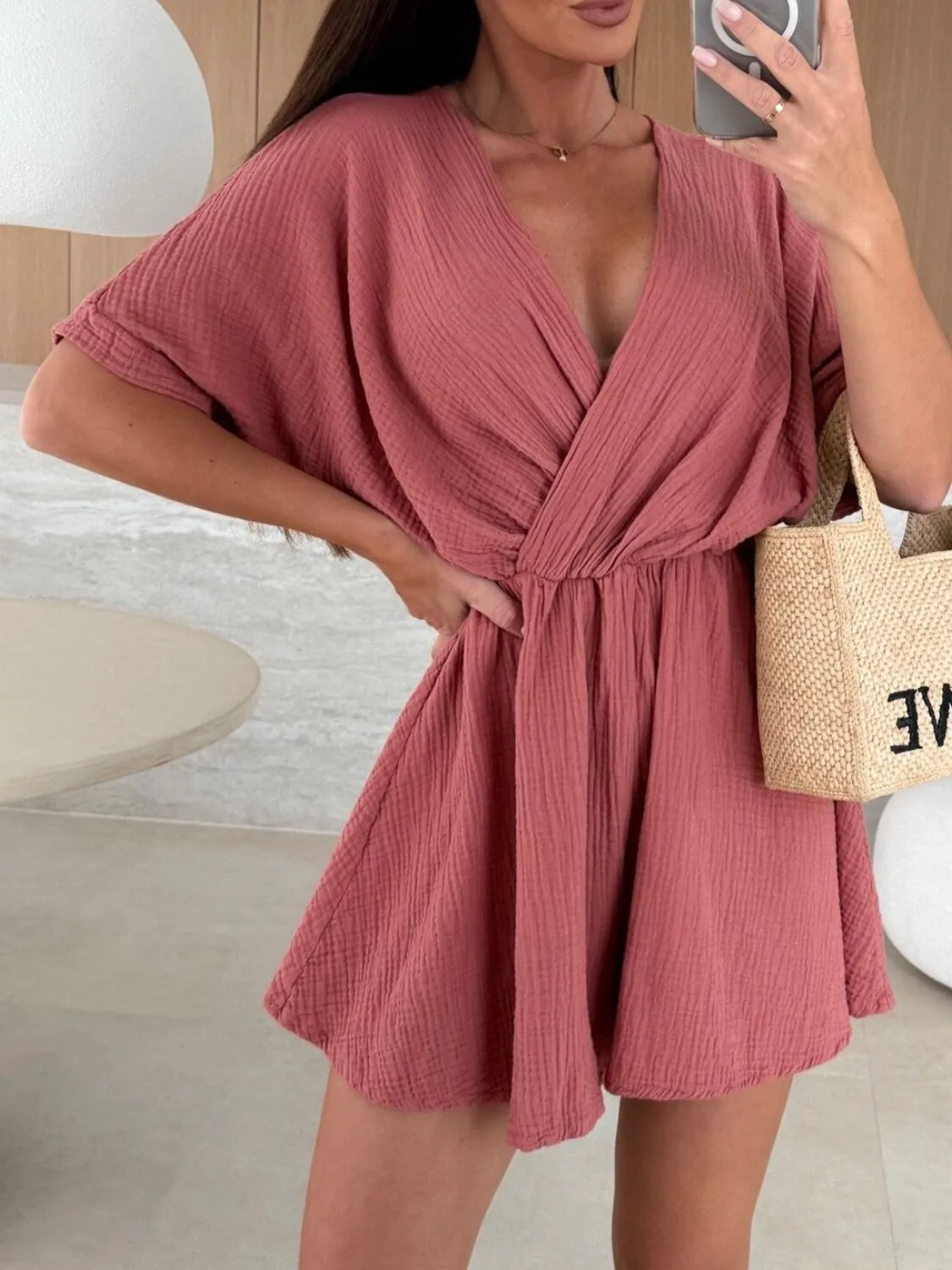 Surplice Half Sleeve Wrap Romper - Image 22