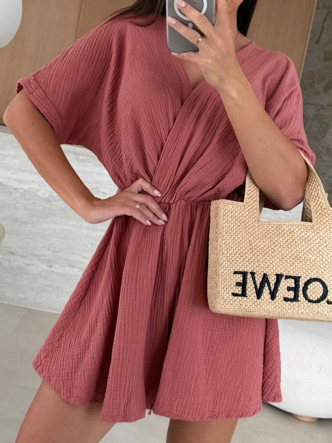 Surplice Half Sleeve Wrap Romper - Image 23