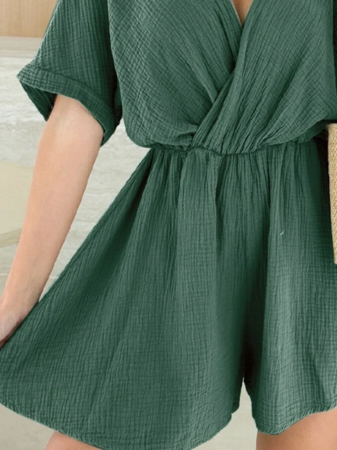 Surplice Half Sleeve Wrap Romper - Image 26