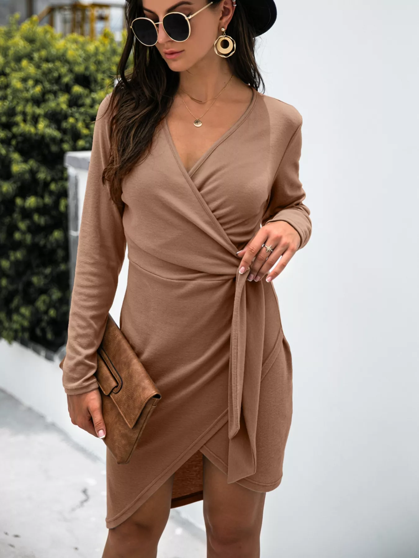Surplice Long Sleeve Side Tie Dress - Image 7