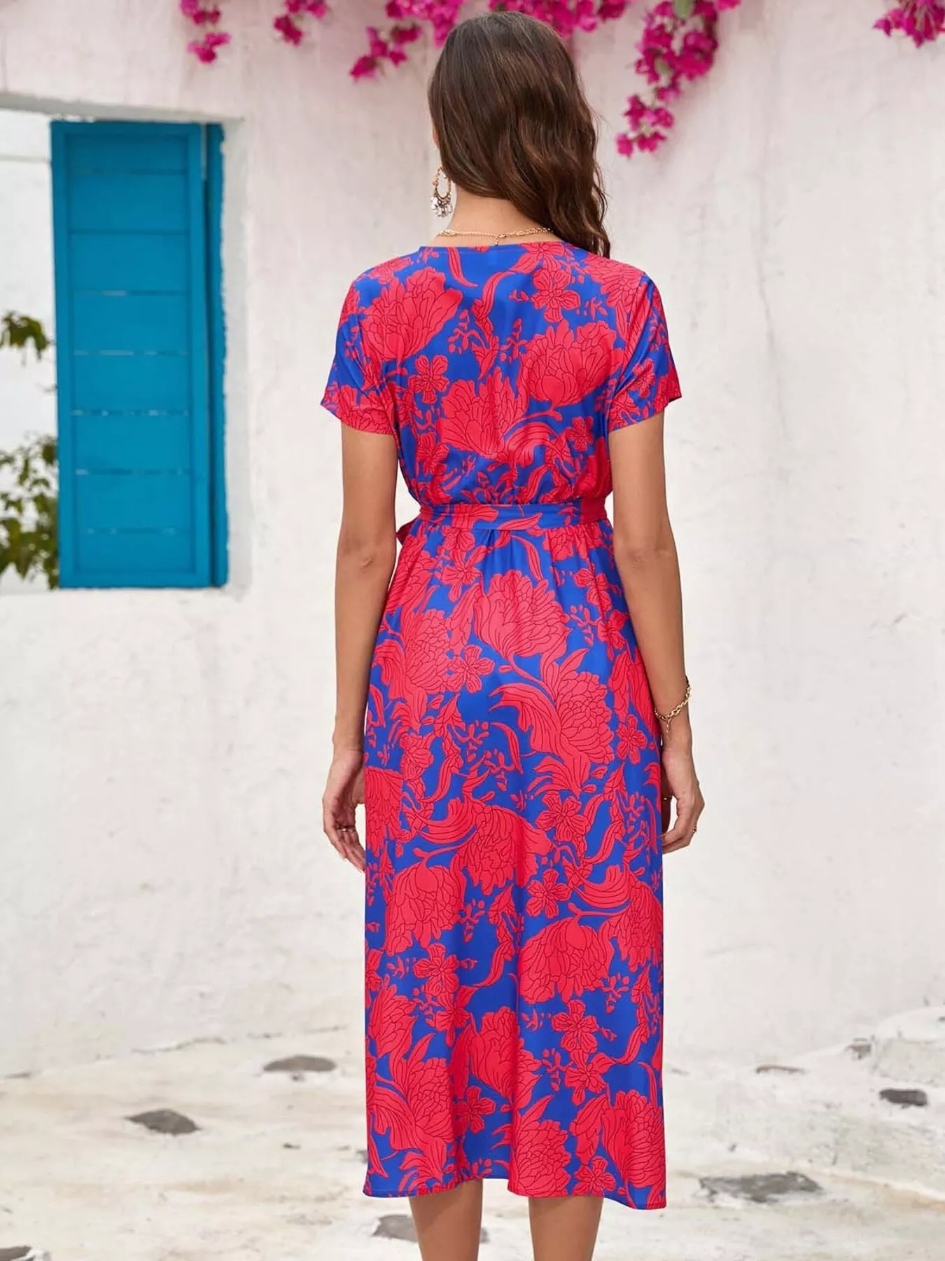 Surplice Short Sleeve Midi Dress - Image 4