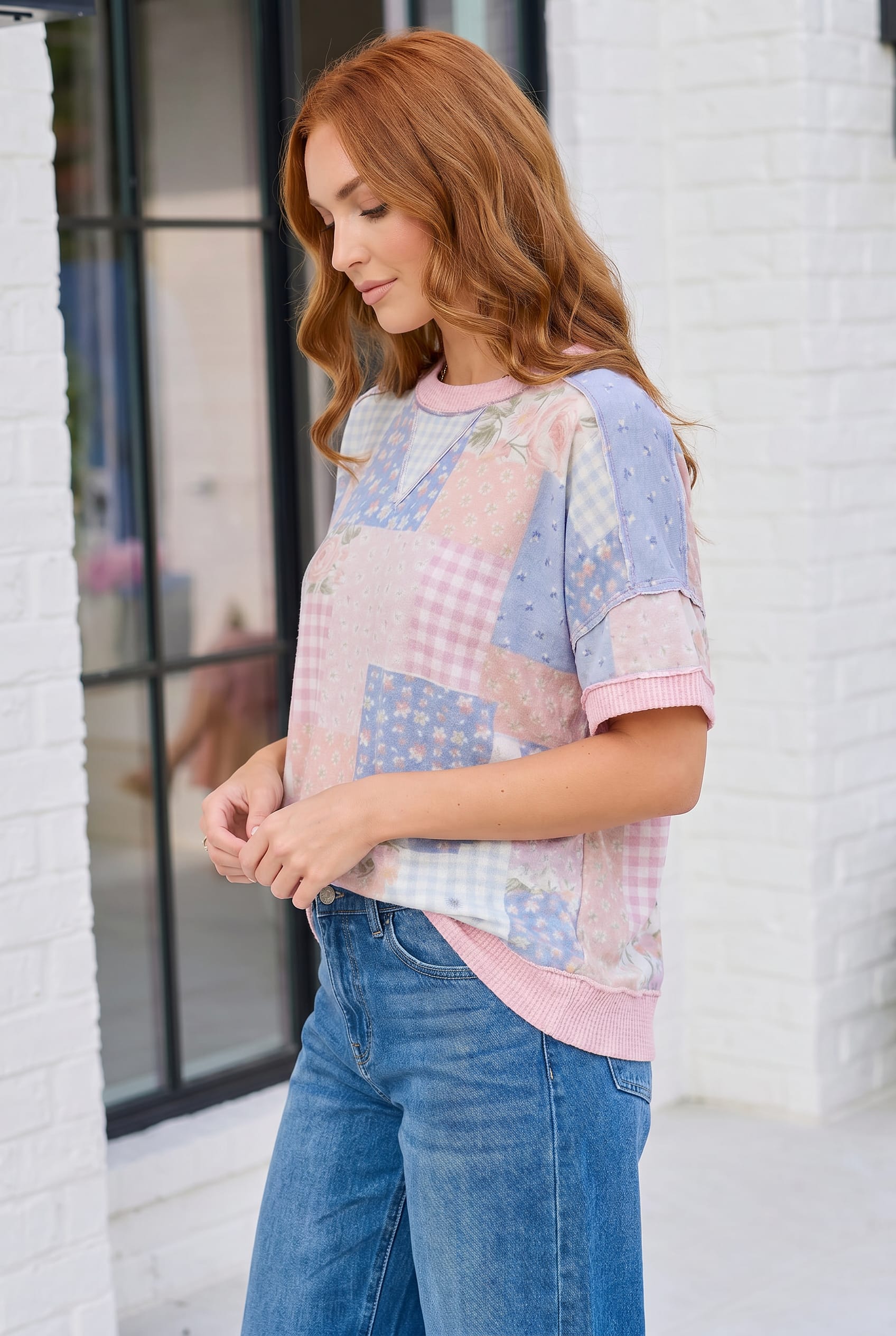 Sweet Patchwork Dreams Short Sleeve Top - Image 2