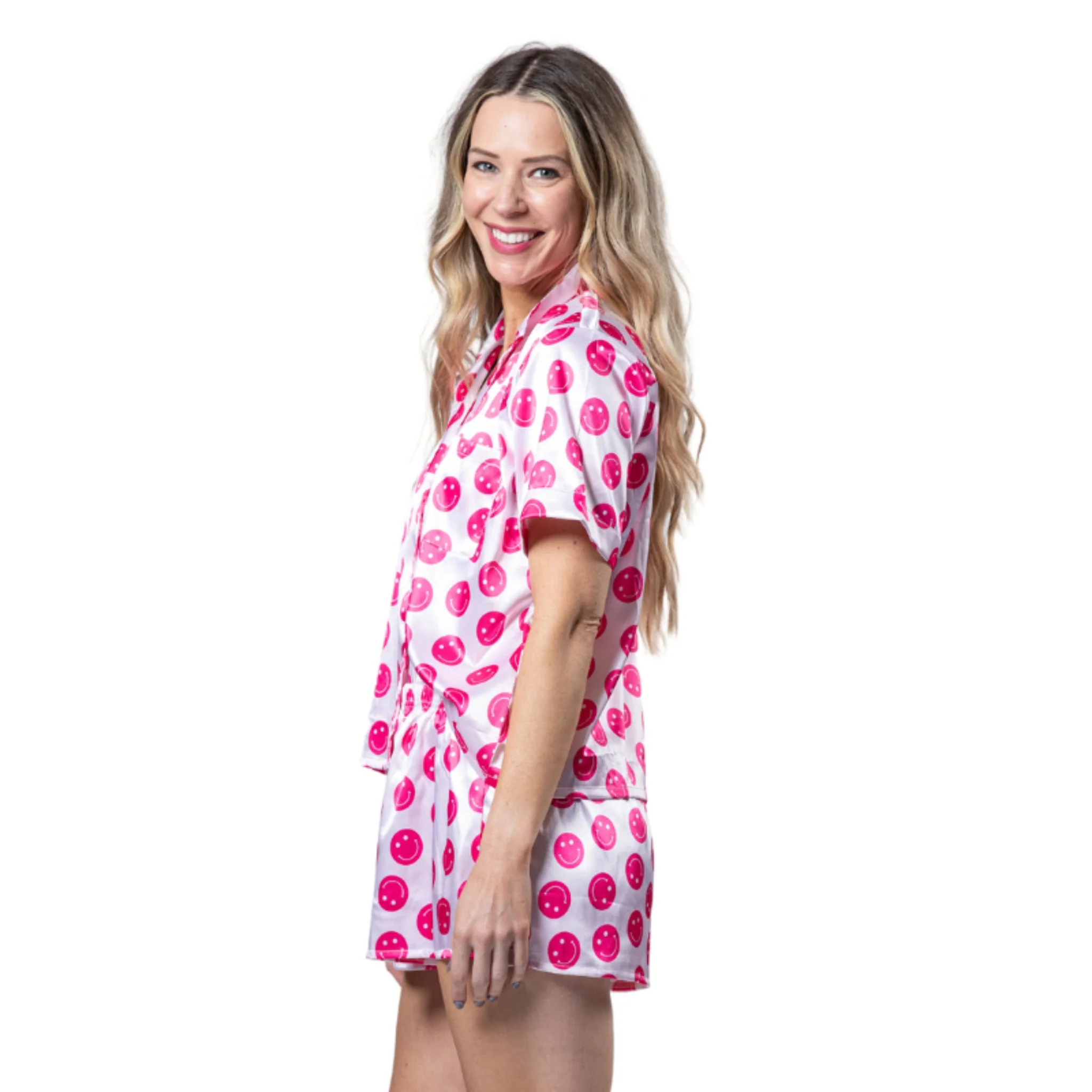 Sweet Smiles Satin Pajama Short Set - Image 4