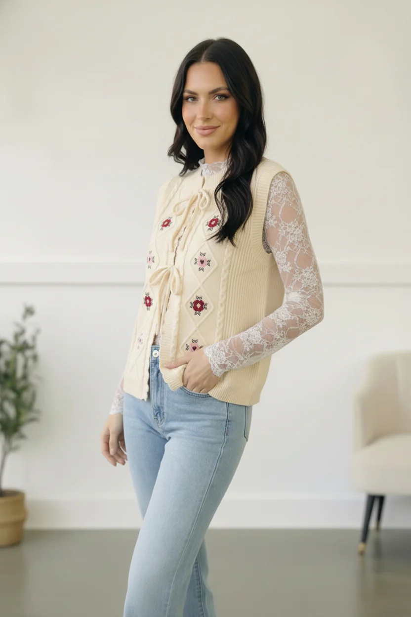 Sweetheart Stitch Embroidered Vest - Image 4