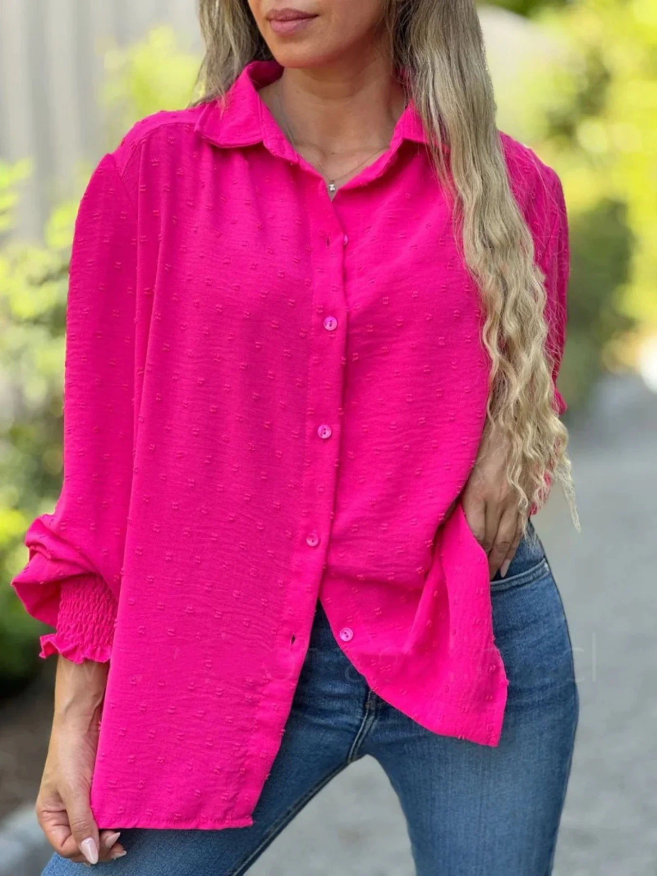 Swiss Dot Button Down Shirt - Image 6